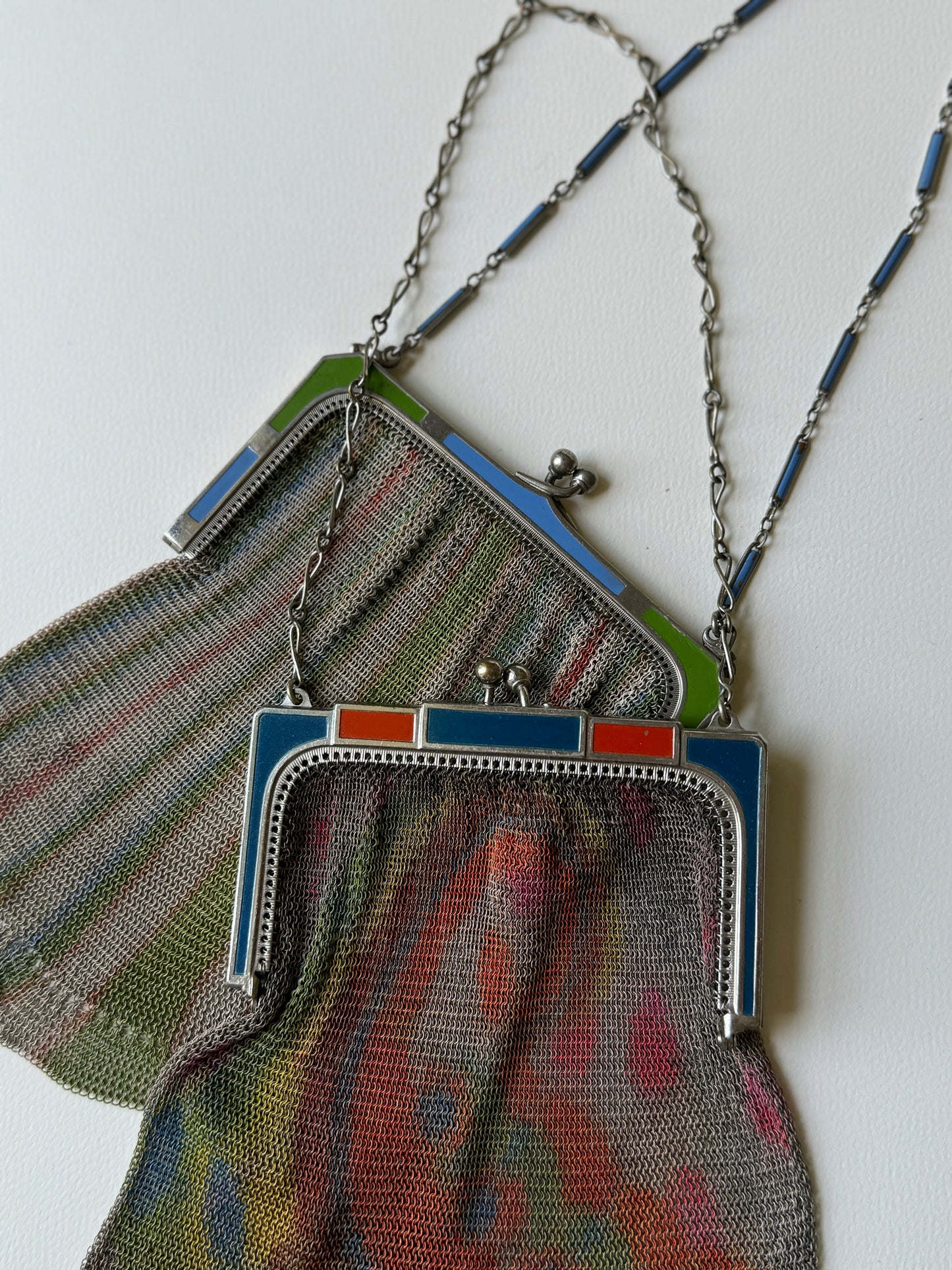 Striped Whiting and Davis Flapper Mesh Purse