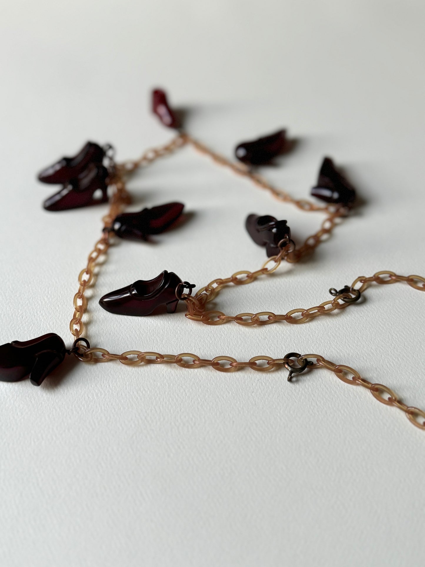 1960s/70s Bakelite Ruby Shoes Necklace