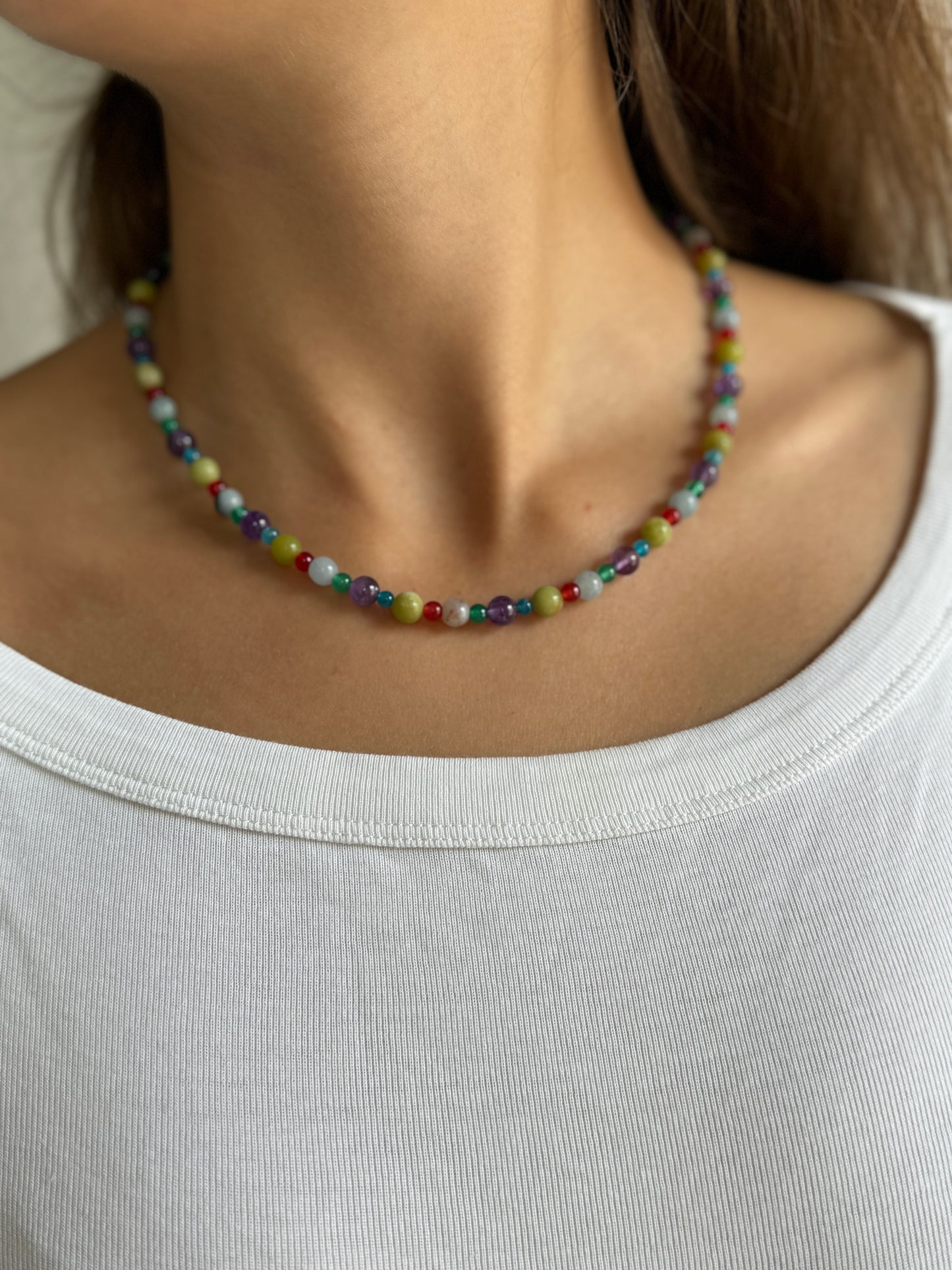 Moss & Fog Gemstone Necklace