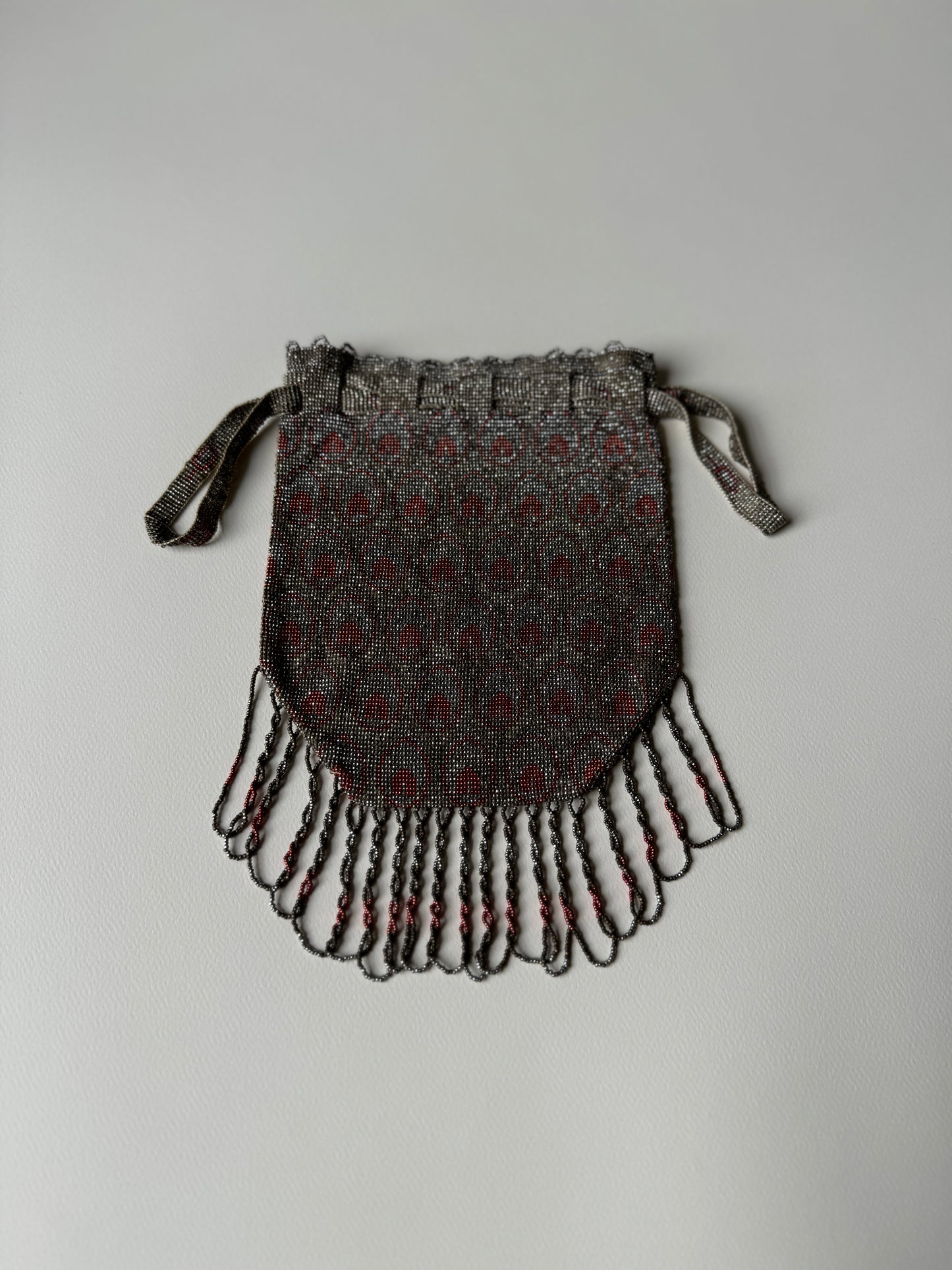 Early 1900s Silver and Red Peacock Reticule