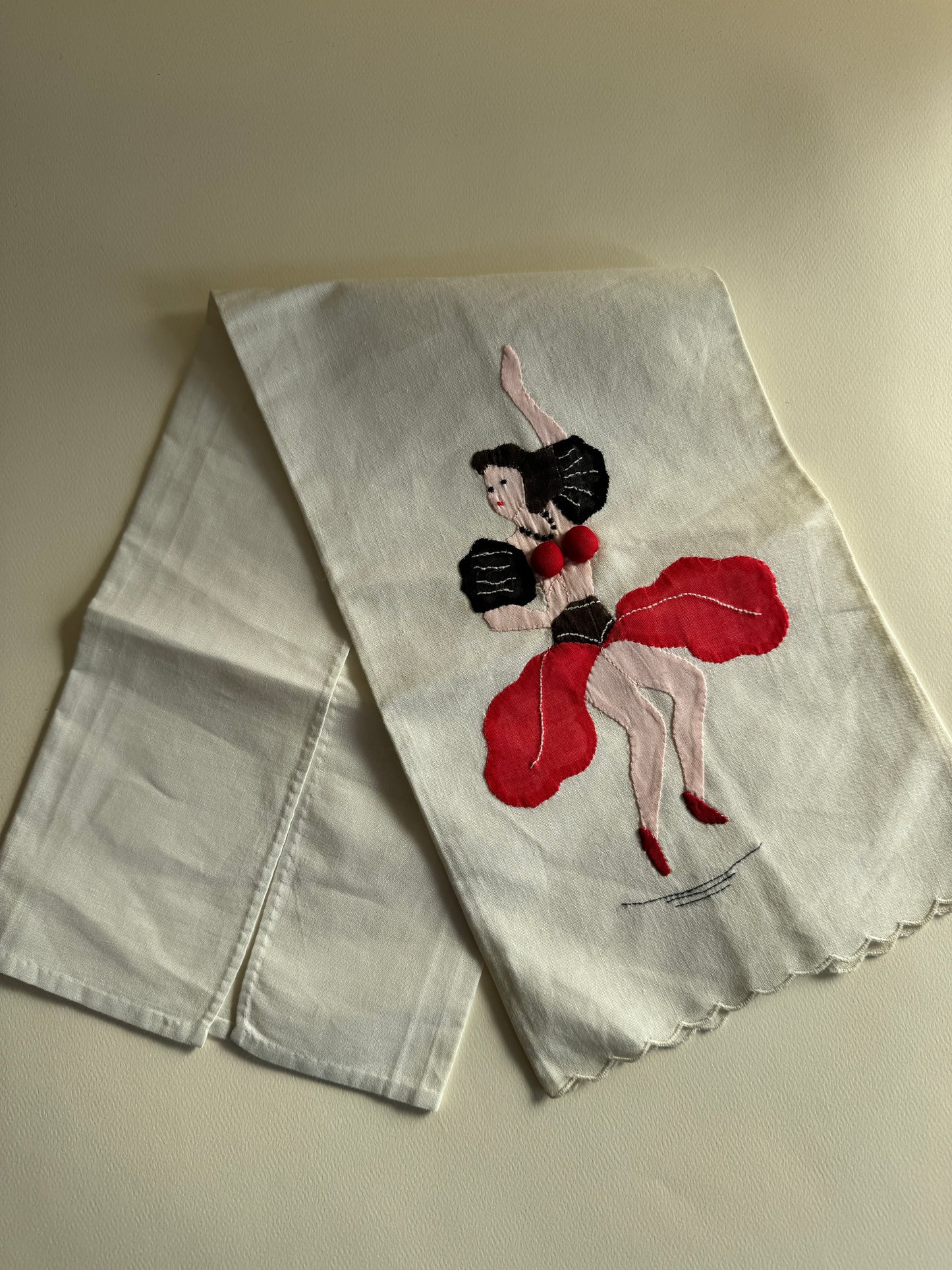 1950s Risqué Appliqué Tea Towel