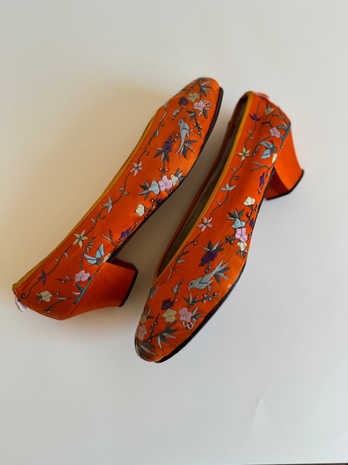 Antique 1920s/1930s Orange Silk Slippers