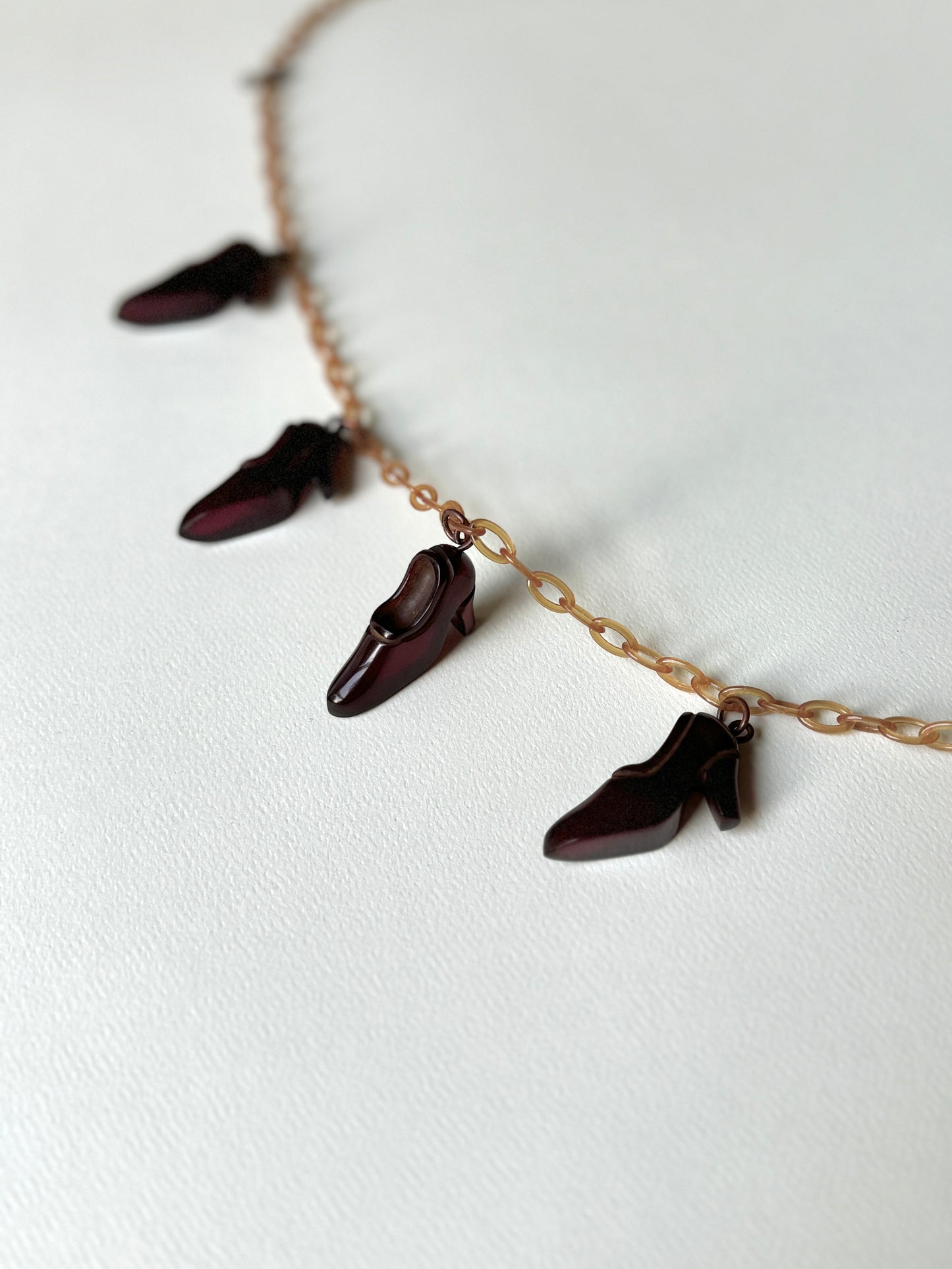 1960s/70s Bakelite Ruby Shoes Necklace
