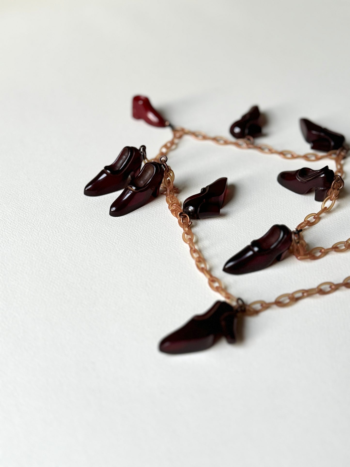 1960s/70s Bakelite Ruby Shoes Necklace