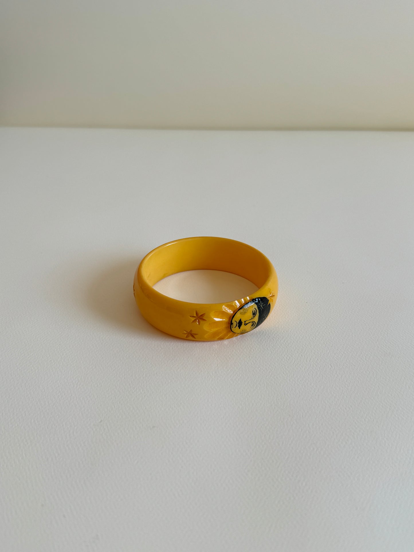 Art Deco Carved Bakelite Pierrot Bangle