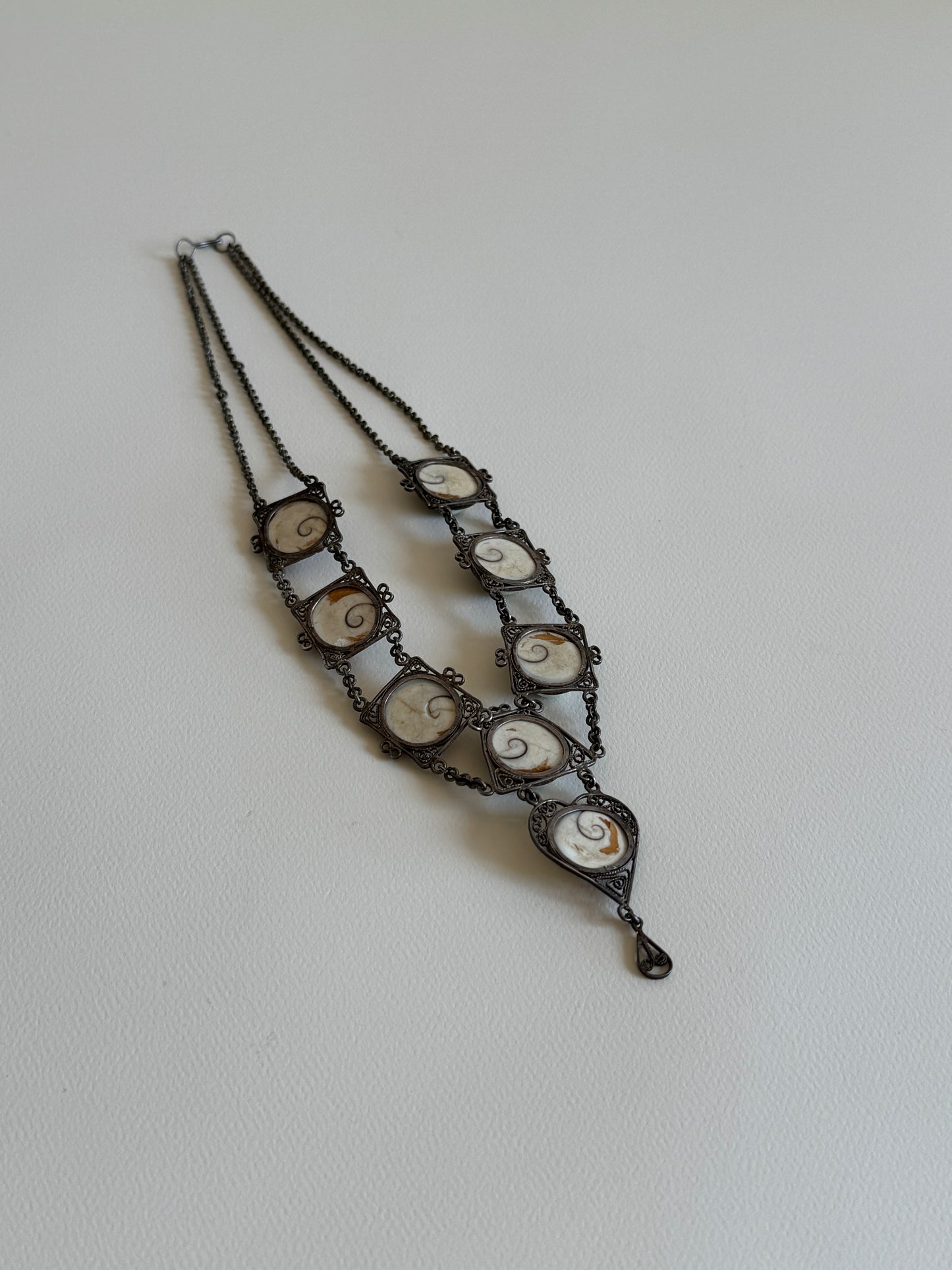 Late 19th c. Operculum Shell Necklace and Earring Set