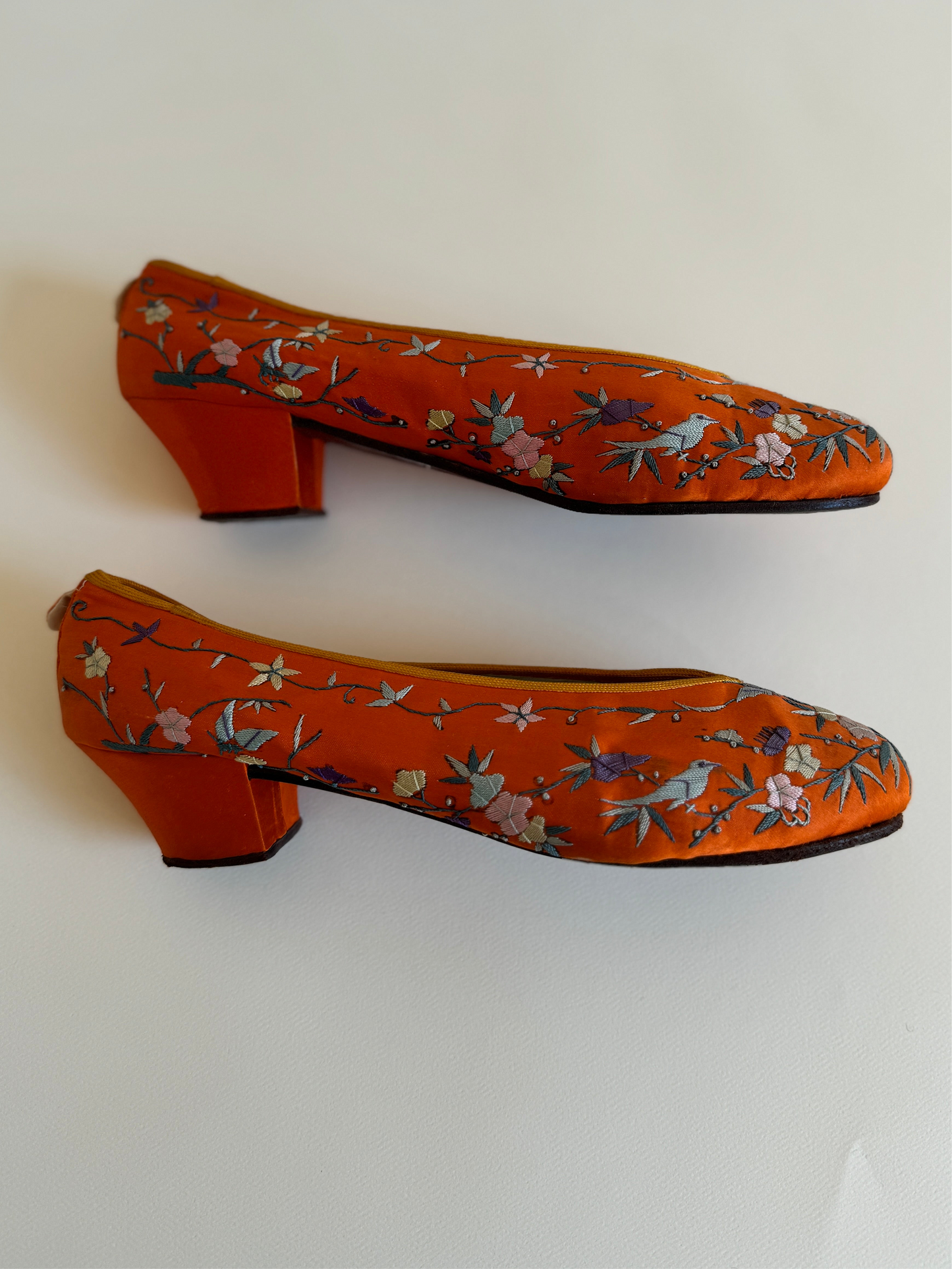 Antique 1920s/1930s Orange Silk Slippers