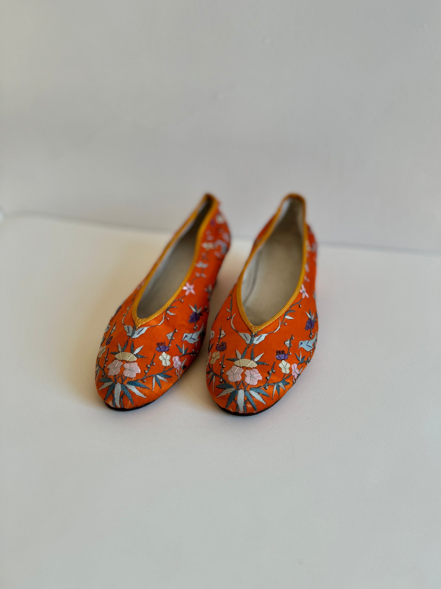 Antique 1920s/1930s Orange Silk Slippers