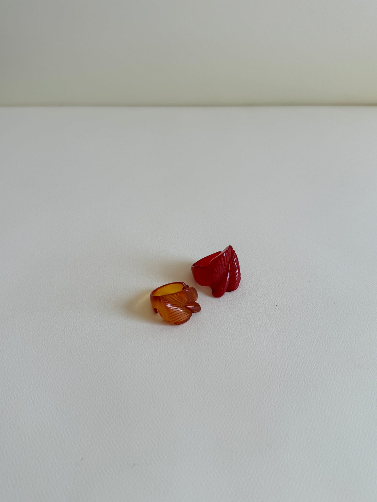 Red Leaf Bakelite Ring