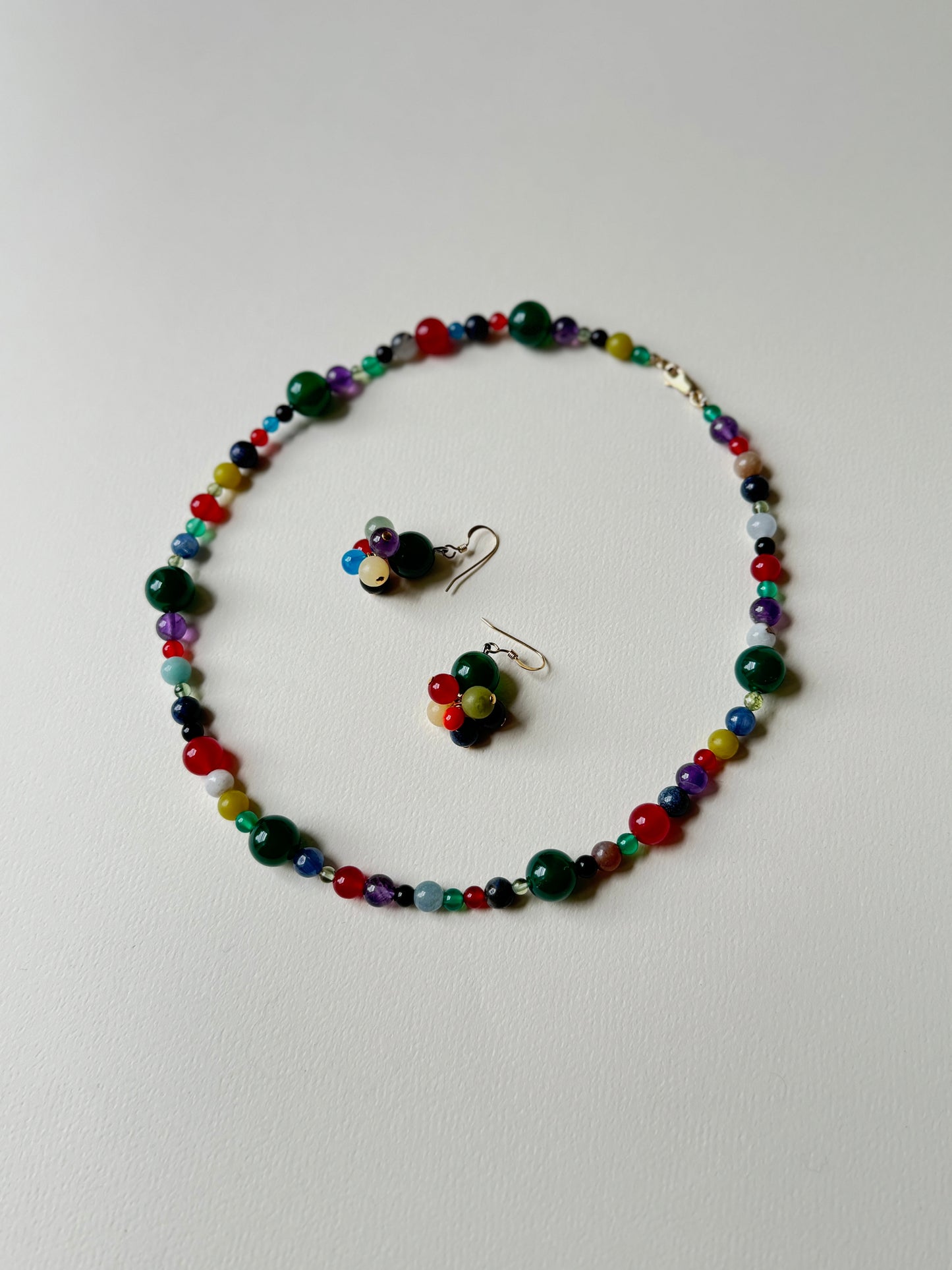 Festive Gemstone Earring and Necklace Set