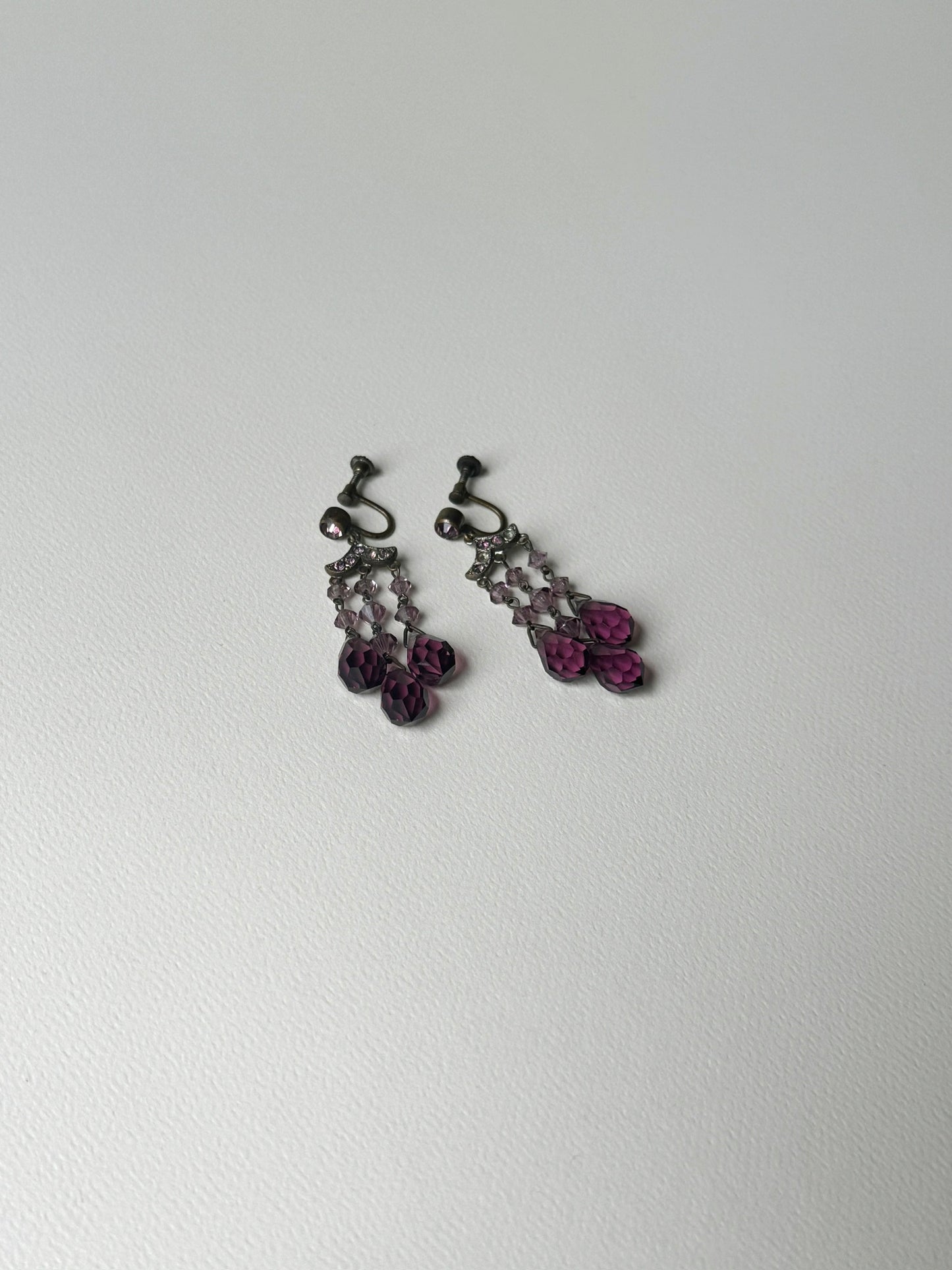 1920s Purple Drop Earrings