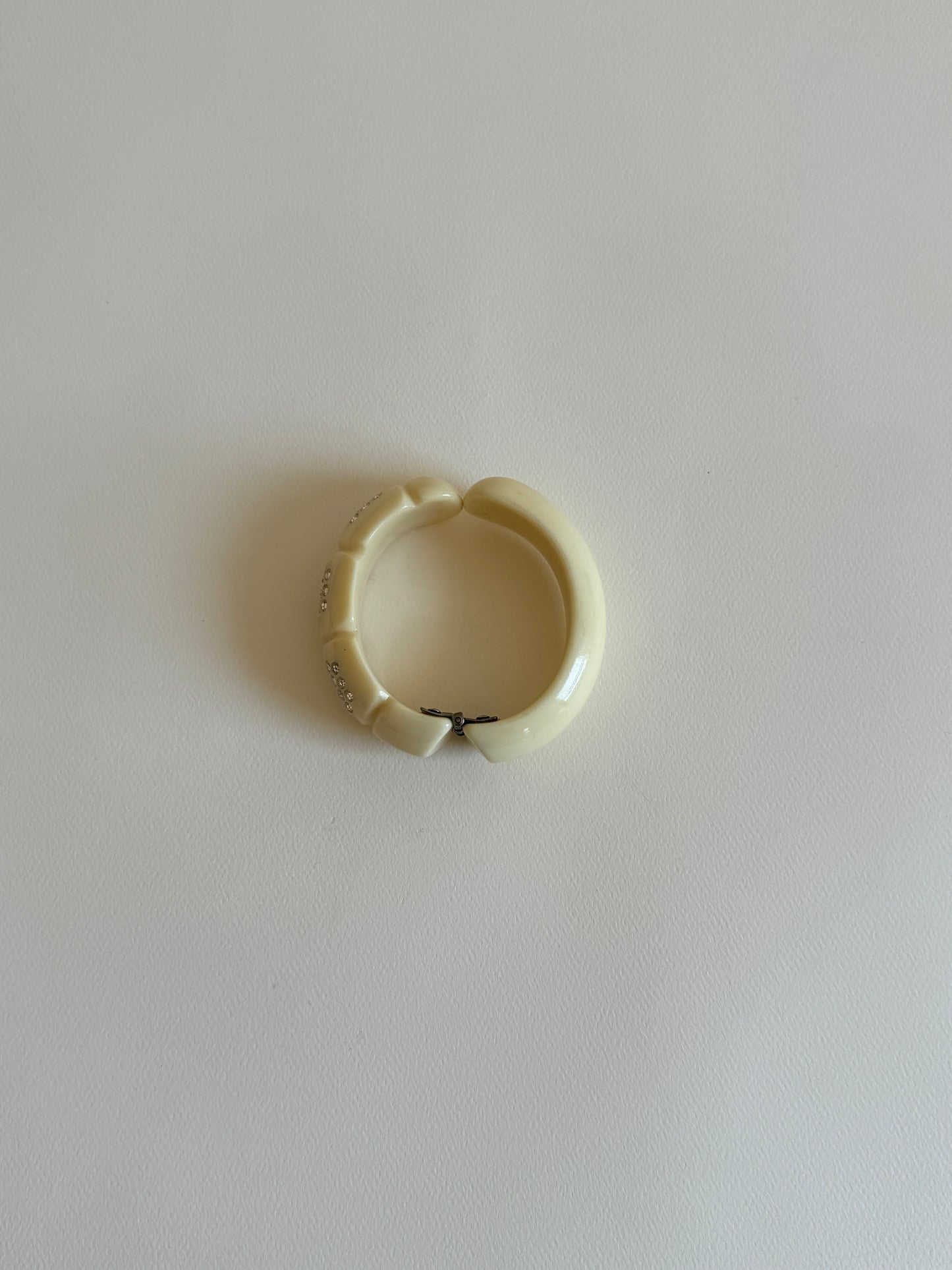 1950s Ivory Lucite and Rhinestone Bracelet