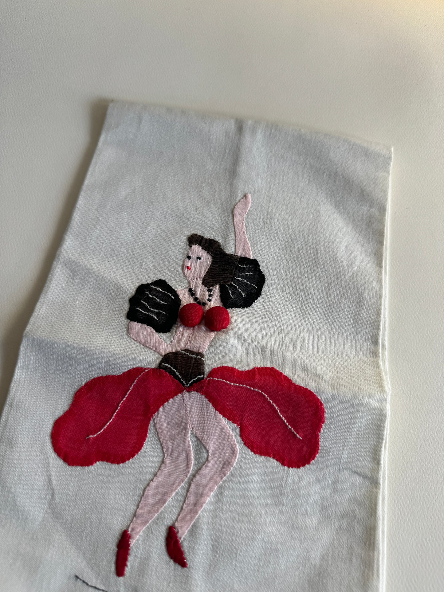 1950s Risqué Appliqué Tea Towel