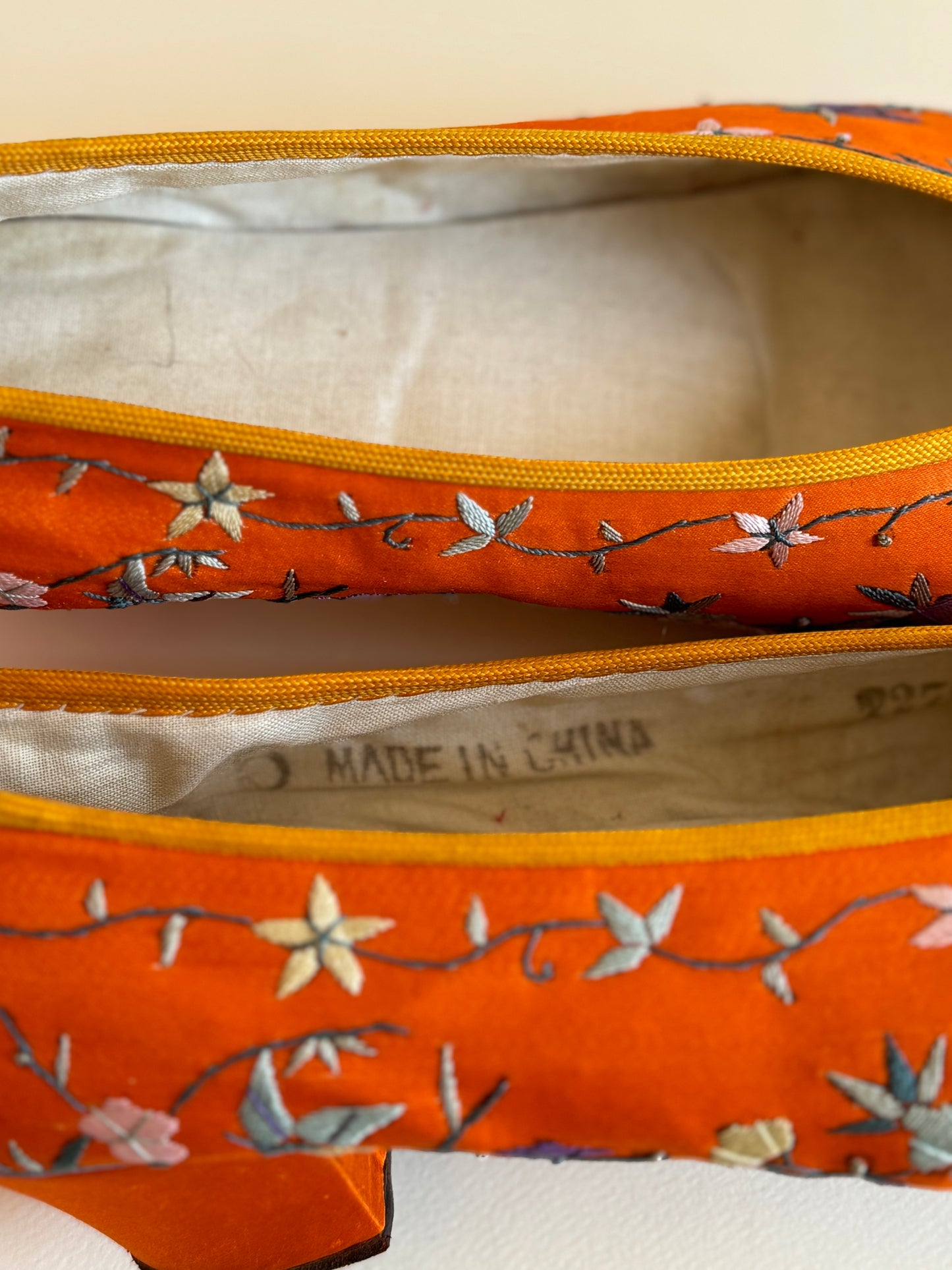 Antique 1920s/1930s Orange Silk Slippers