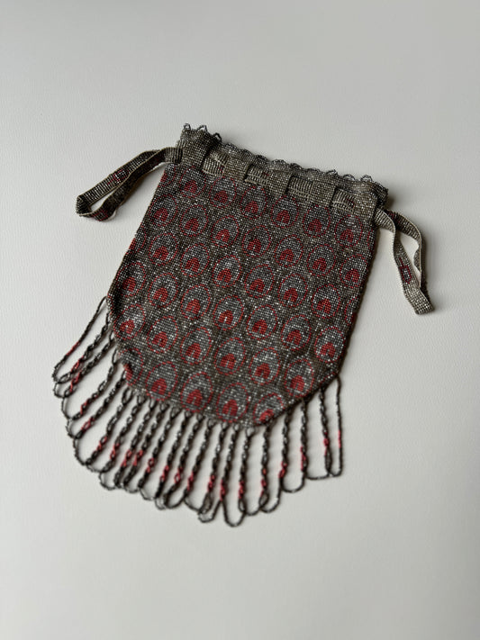 Early 1900s Silver and Red Peacock Reticule