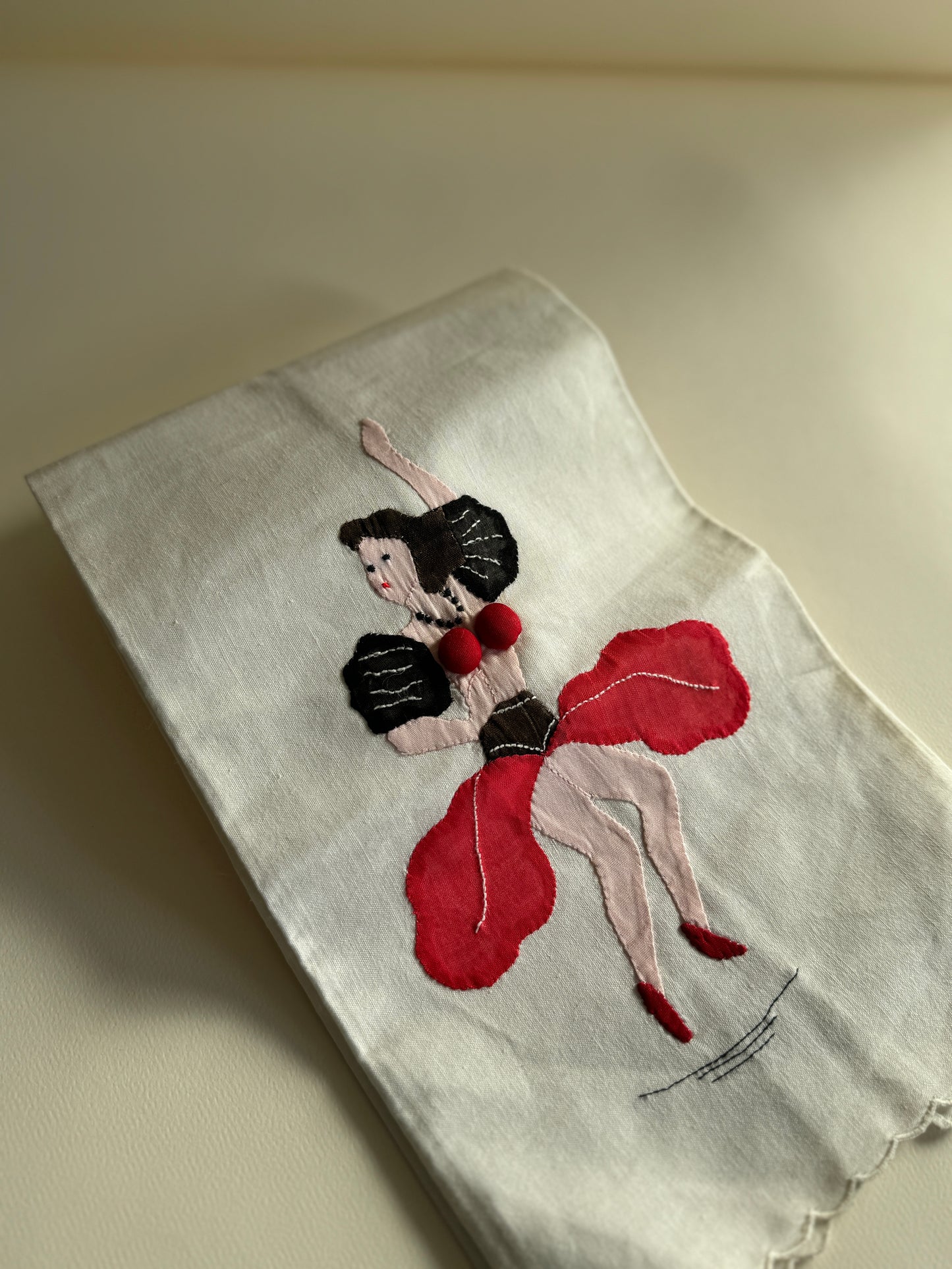 1950s Risqué Appliqué Tea Towel