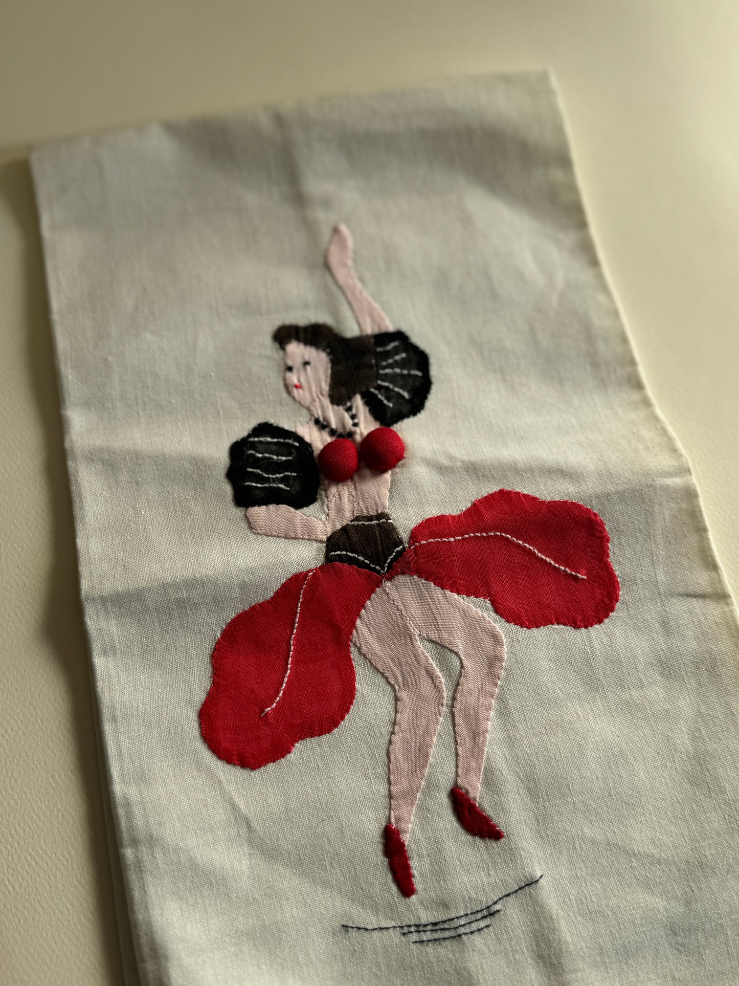 1950s Risqué Appliqué Tea Towel
