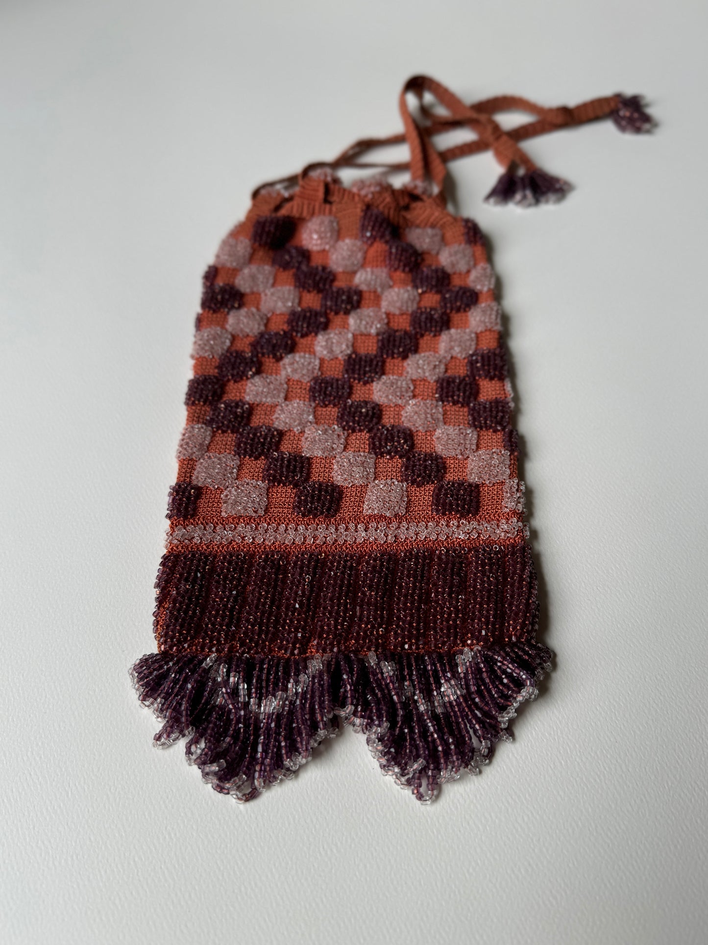 Early 1900s Zigzag Checkers Reticule