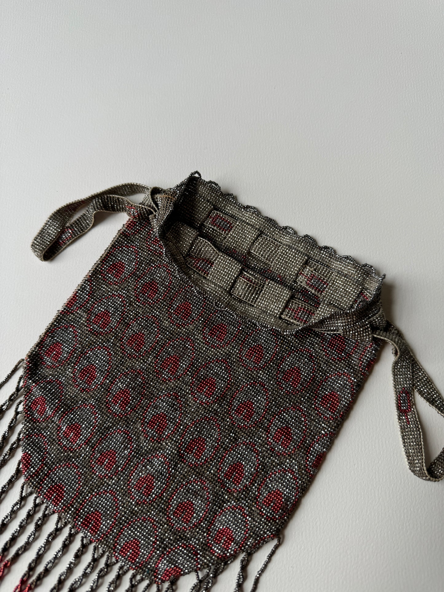 Early 1900s Silver and Red Peacock Reticule