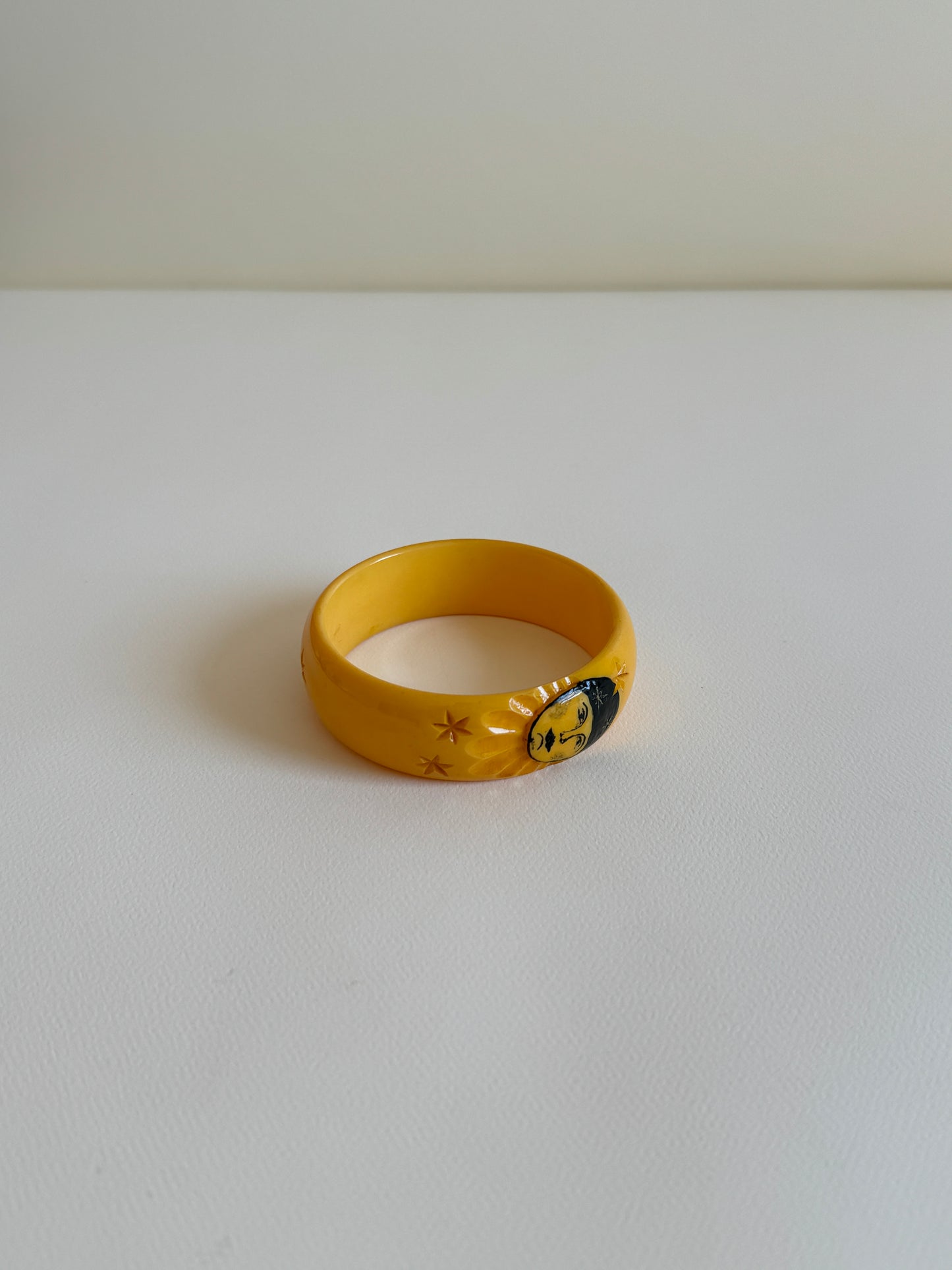 Art Deco Carved Bakelite Pierrot Bangle