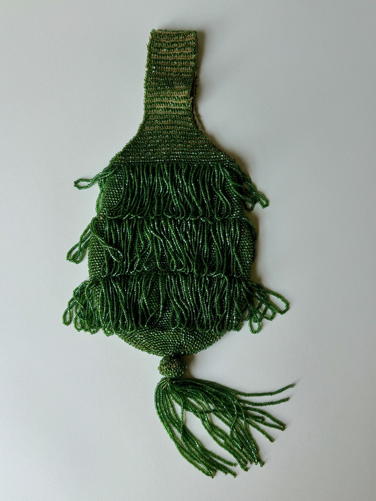 1910s/20s Green Beaded Flapper Wristlet