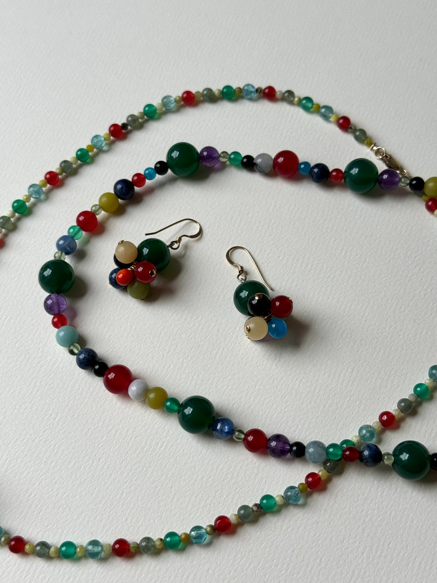 Festive Gemstone Earring and Necklace Set