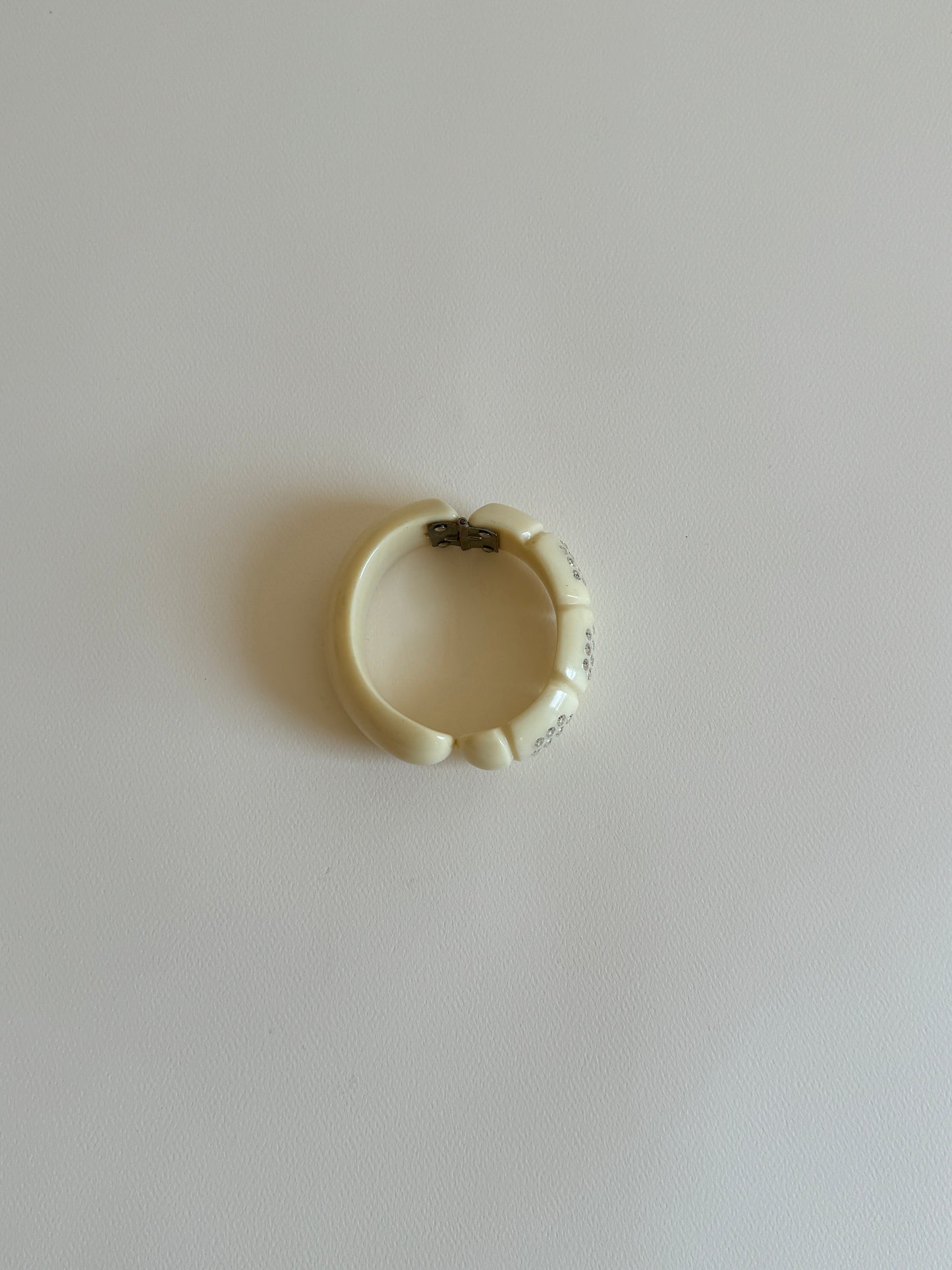 1950s Ivory Lucite and Rhinestone Bracelet