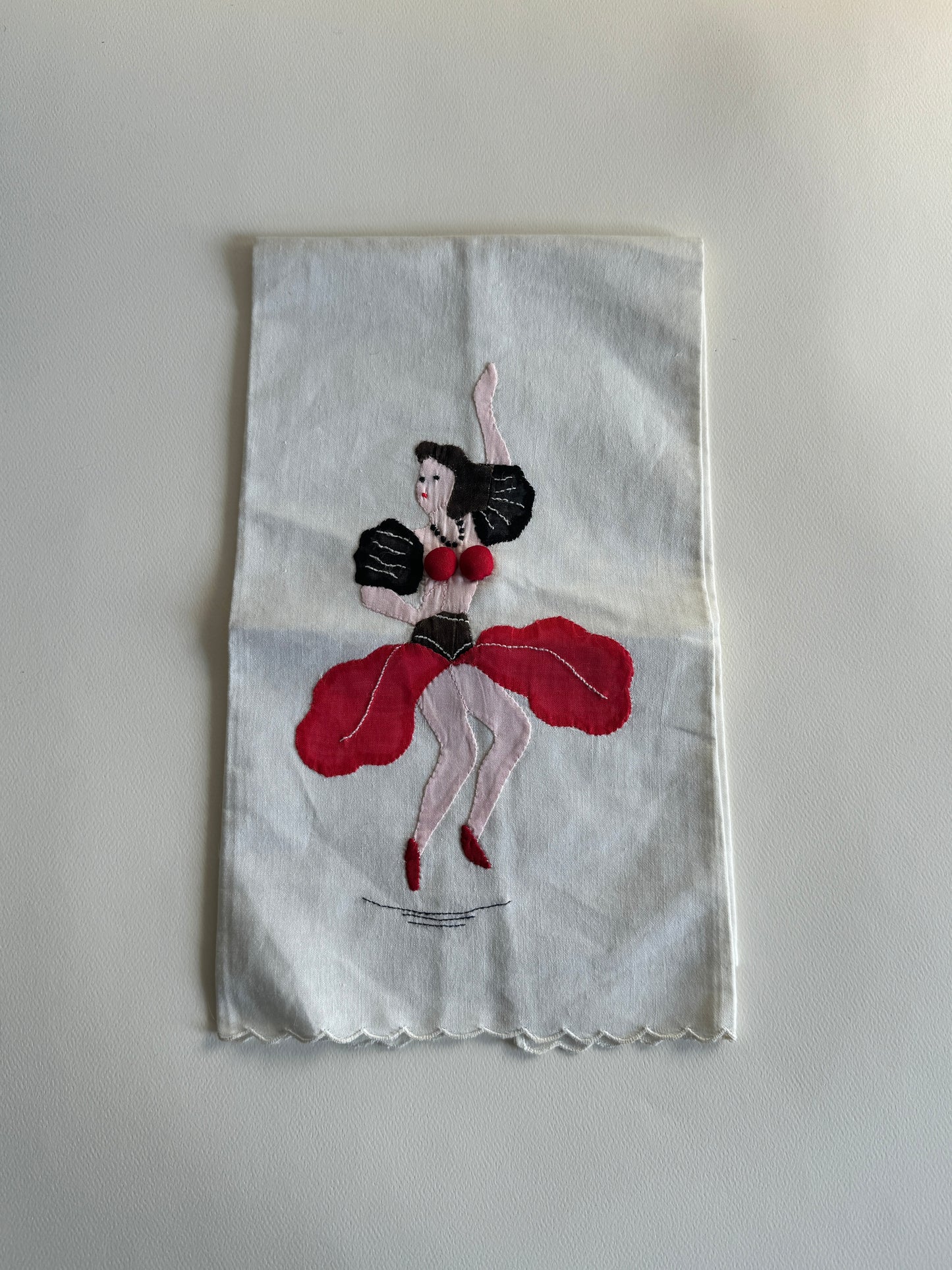 1950s Risqué Appliqué Tea Towel