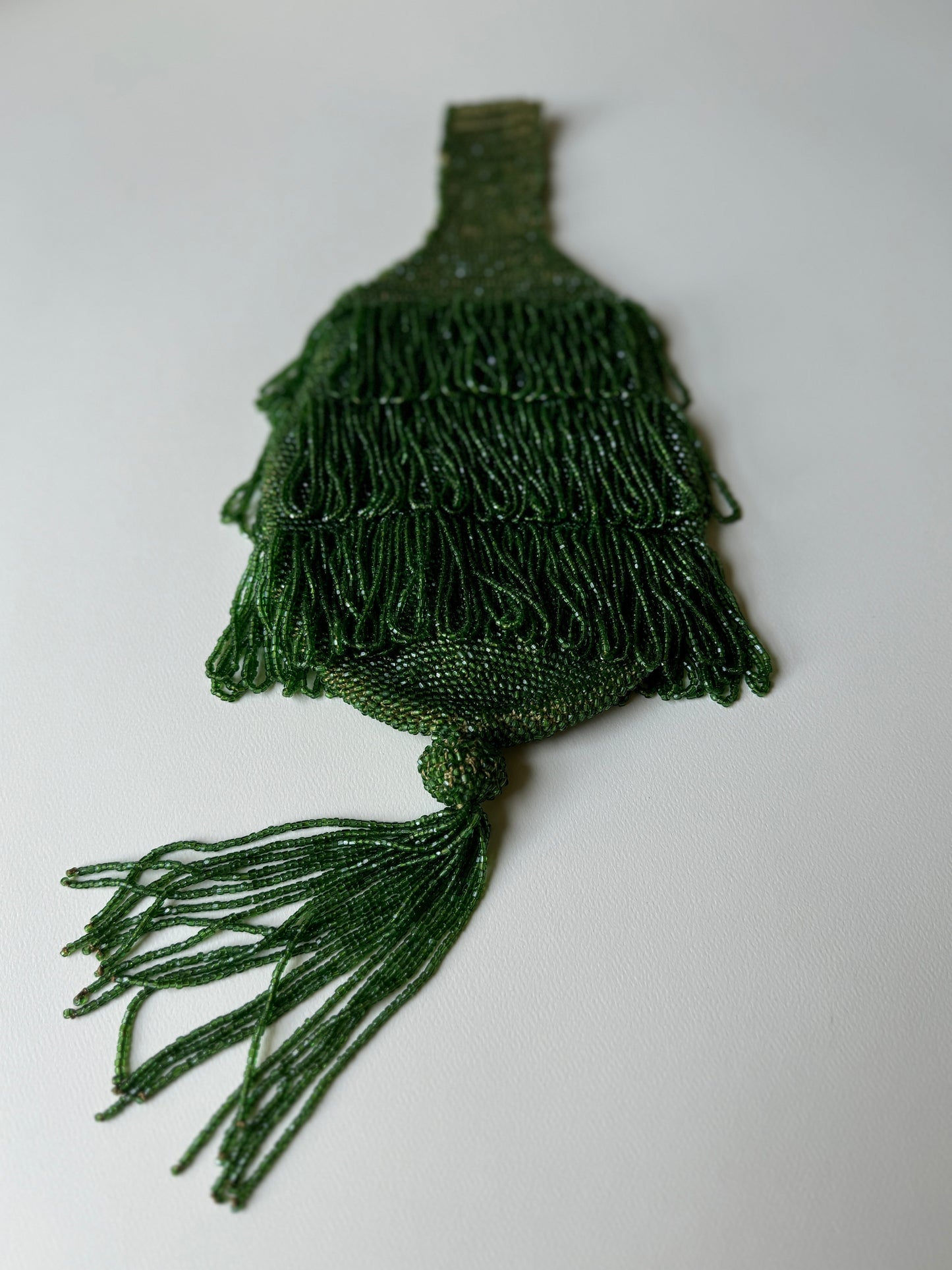 1910s/20s Green Beaded Flapper Wristlet