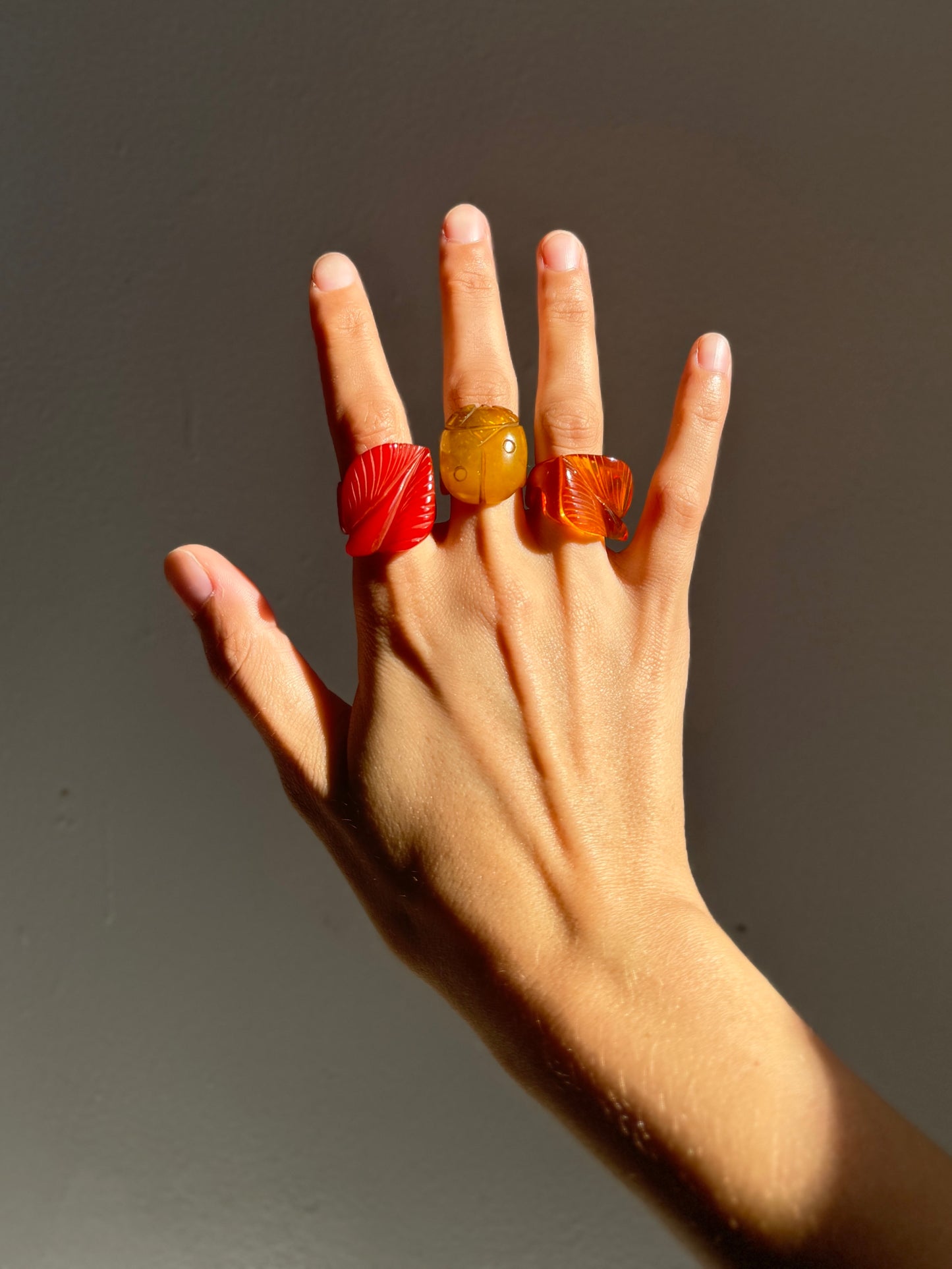 Red Leaf Bakelite Ring
