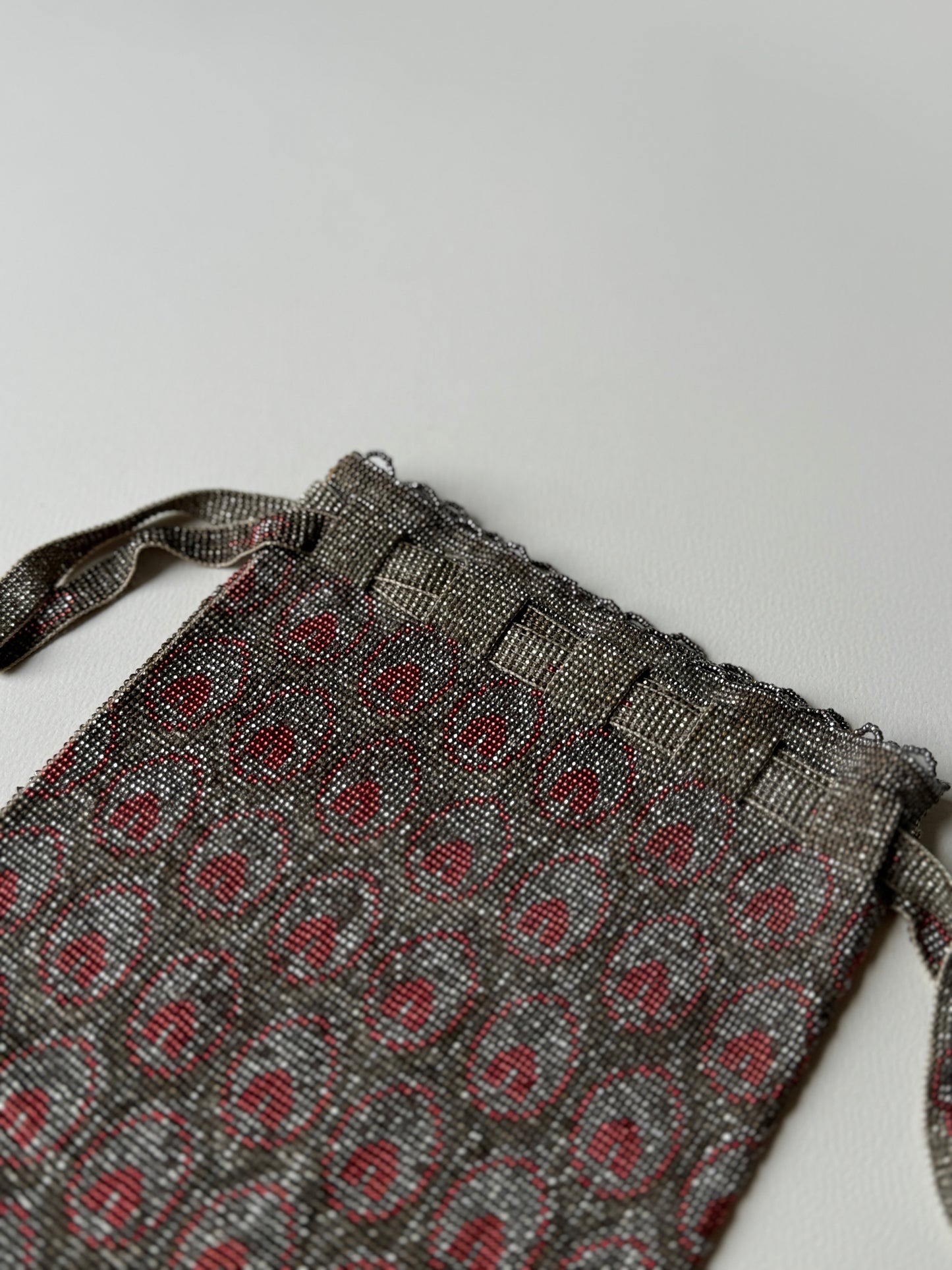 Early 1900s Silver and Red Peacock Reticule