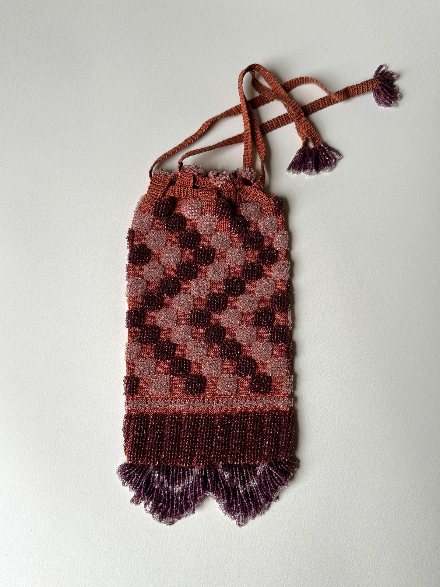 Early 1900s Zigzag Checkers Reticule