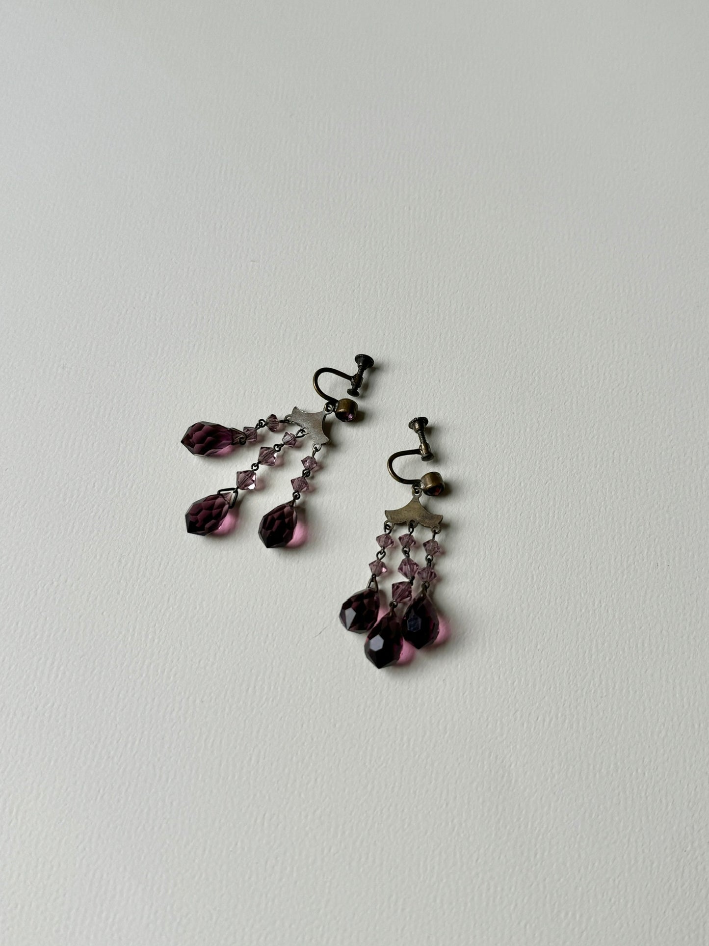 1920s Purple Drop Earrings