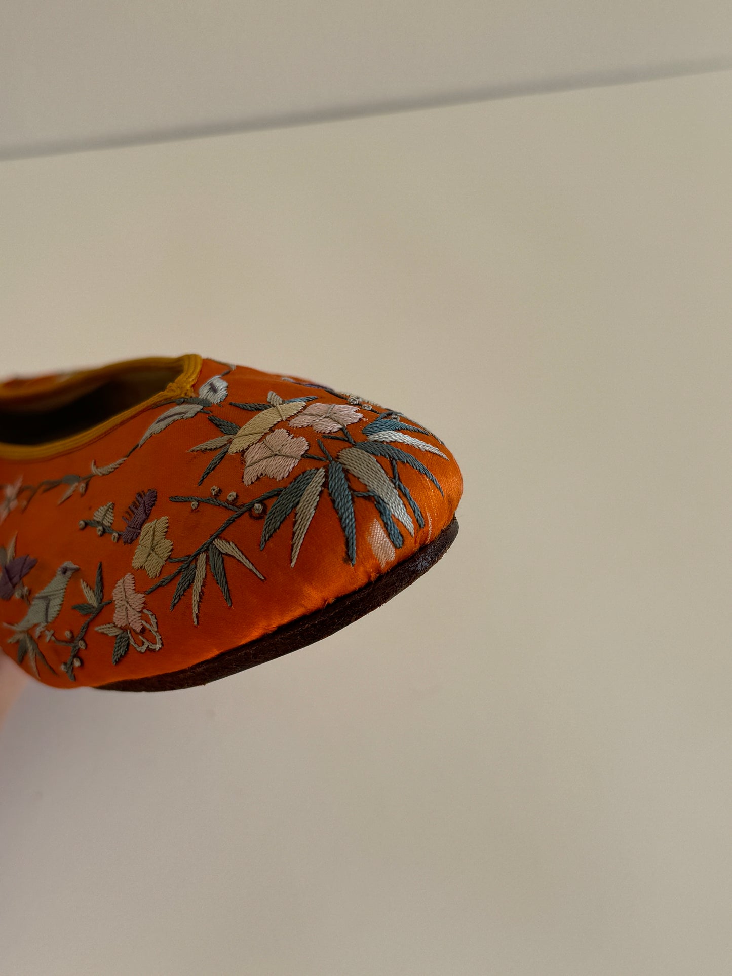 Antique 1920s/1930s Orange Silk Slippers