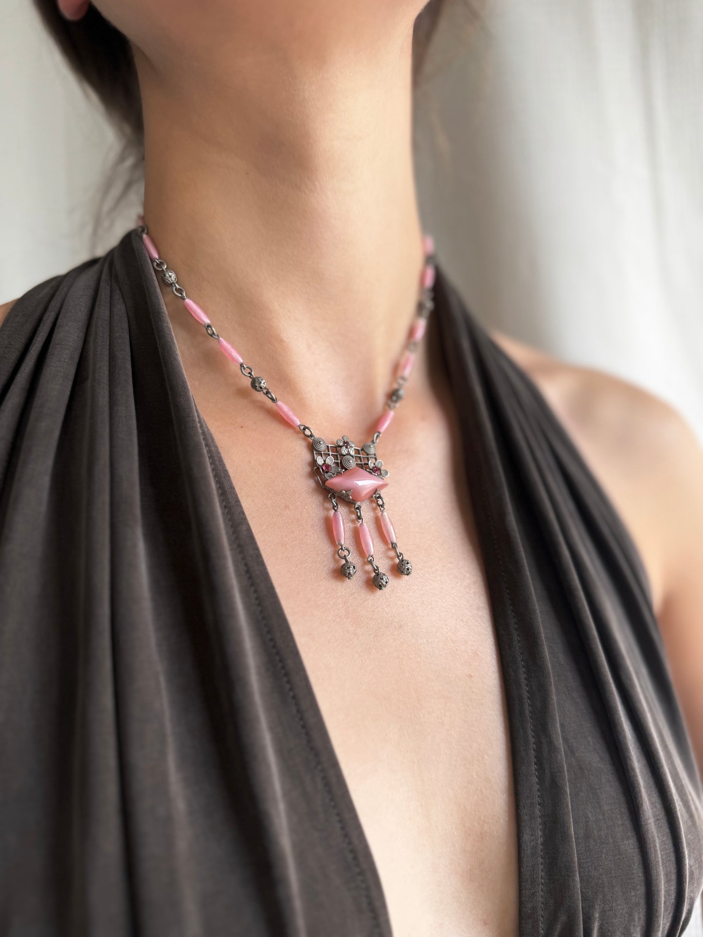 1910s Uranium Art Nouveau Necklace