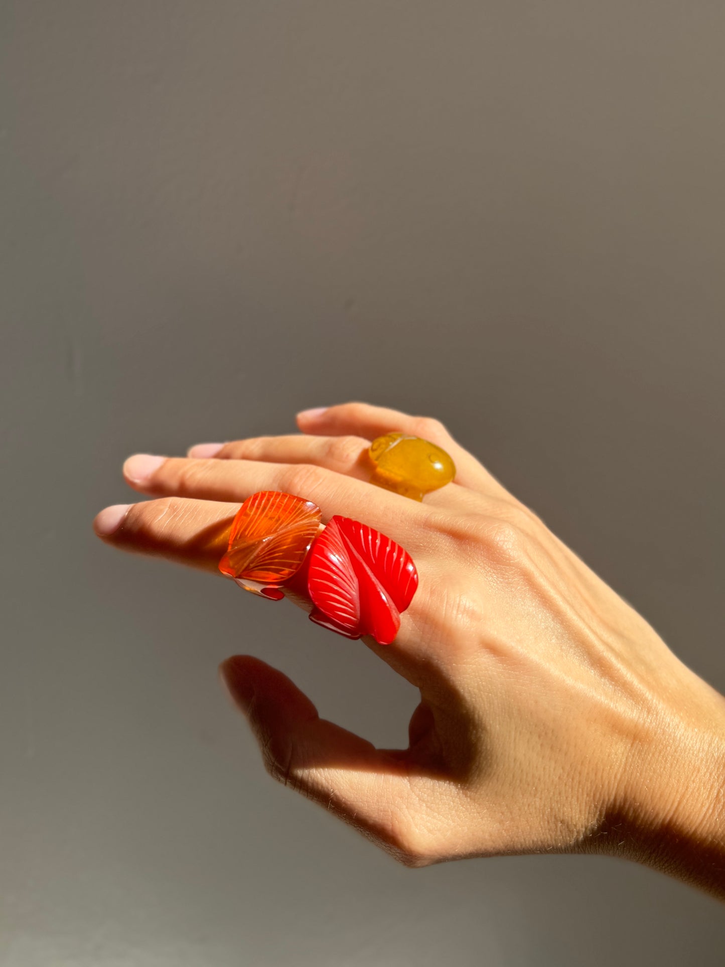 Red Leaf Bakelite Ring