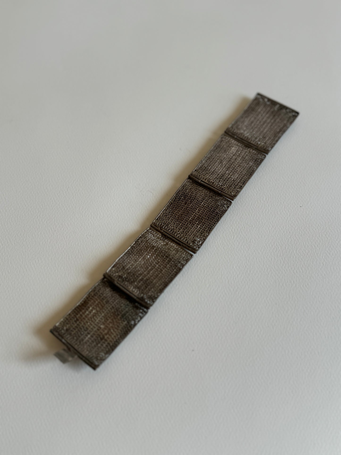 1920-1930 Chinese Filigree and Jade Paneled Bracelet