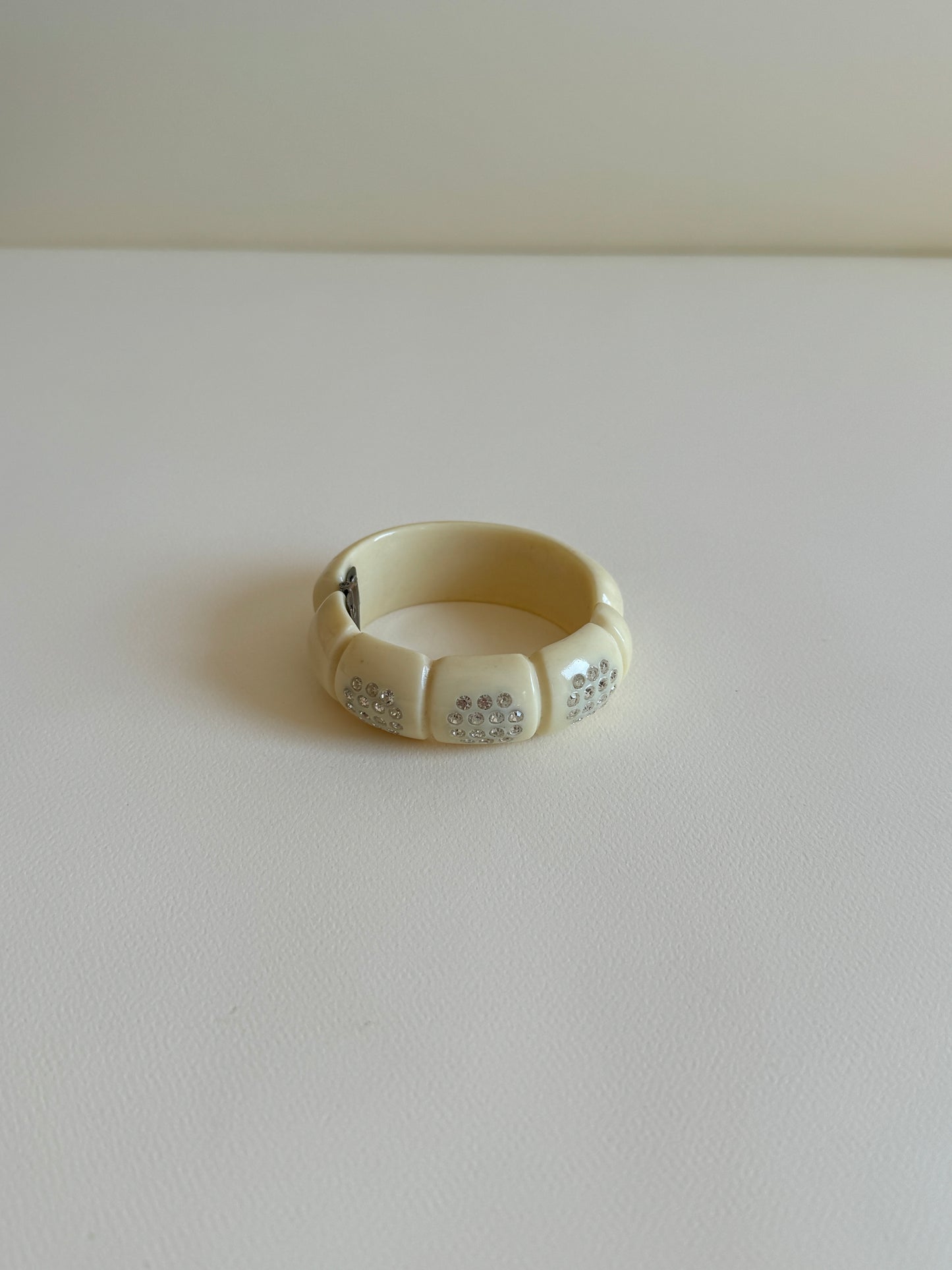 1950s Ivory Lucite and Rhinestone Bracelet