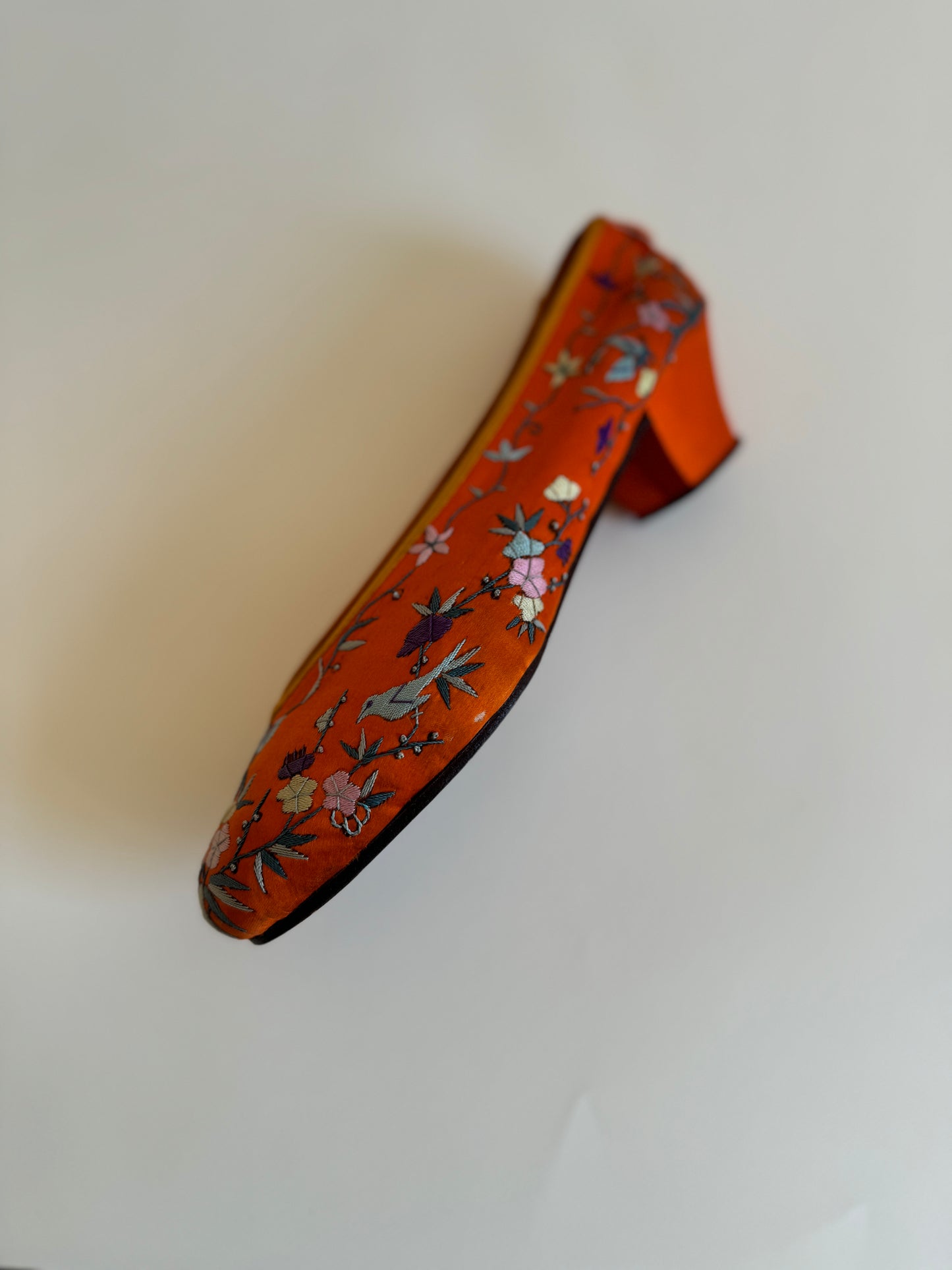 Antique 1920s/1930s Orange Silk Slippers