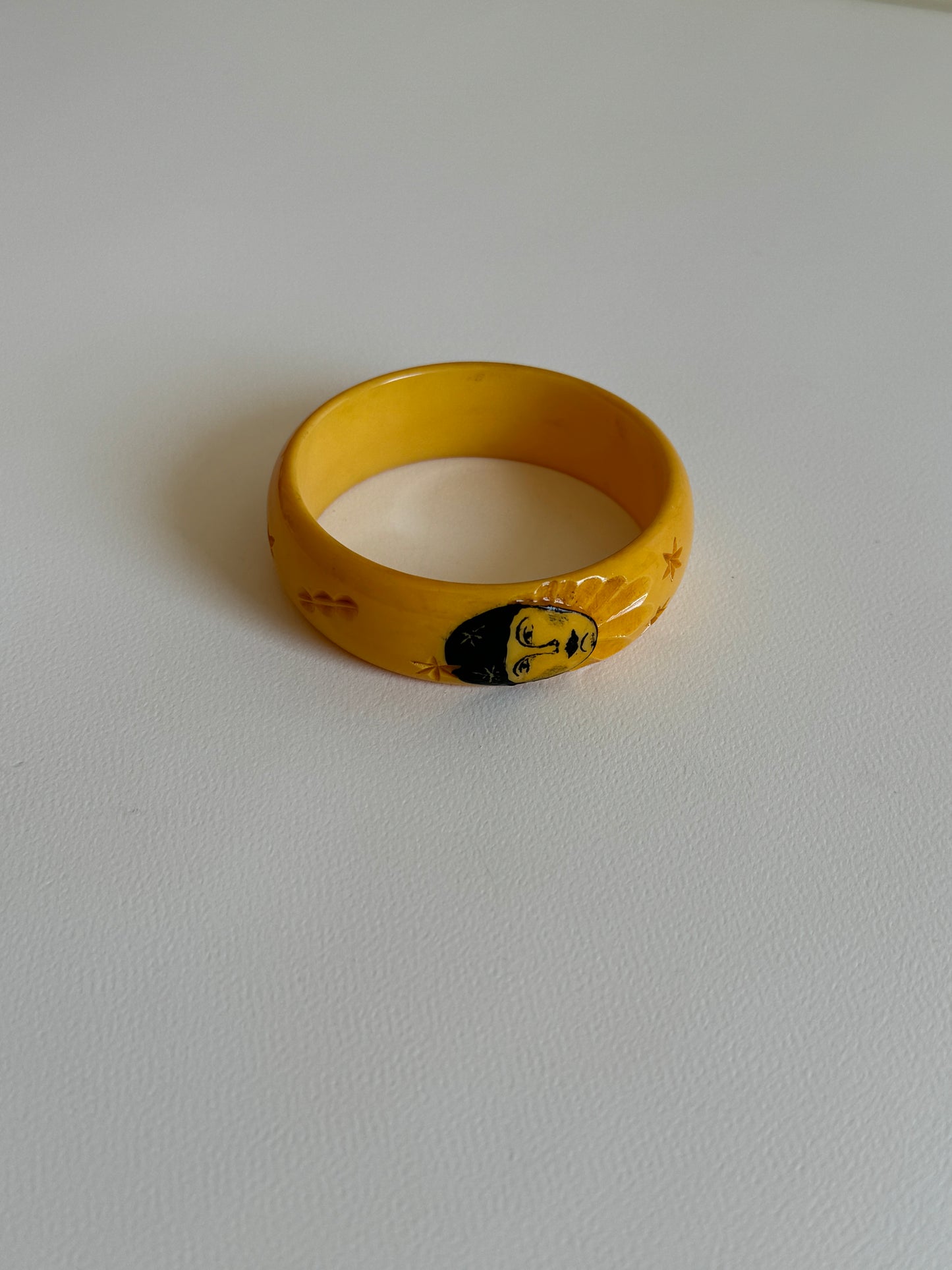 Art Deco Carved Bakelite Pierrot Bangle