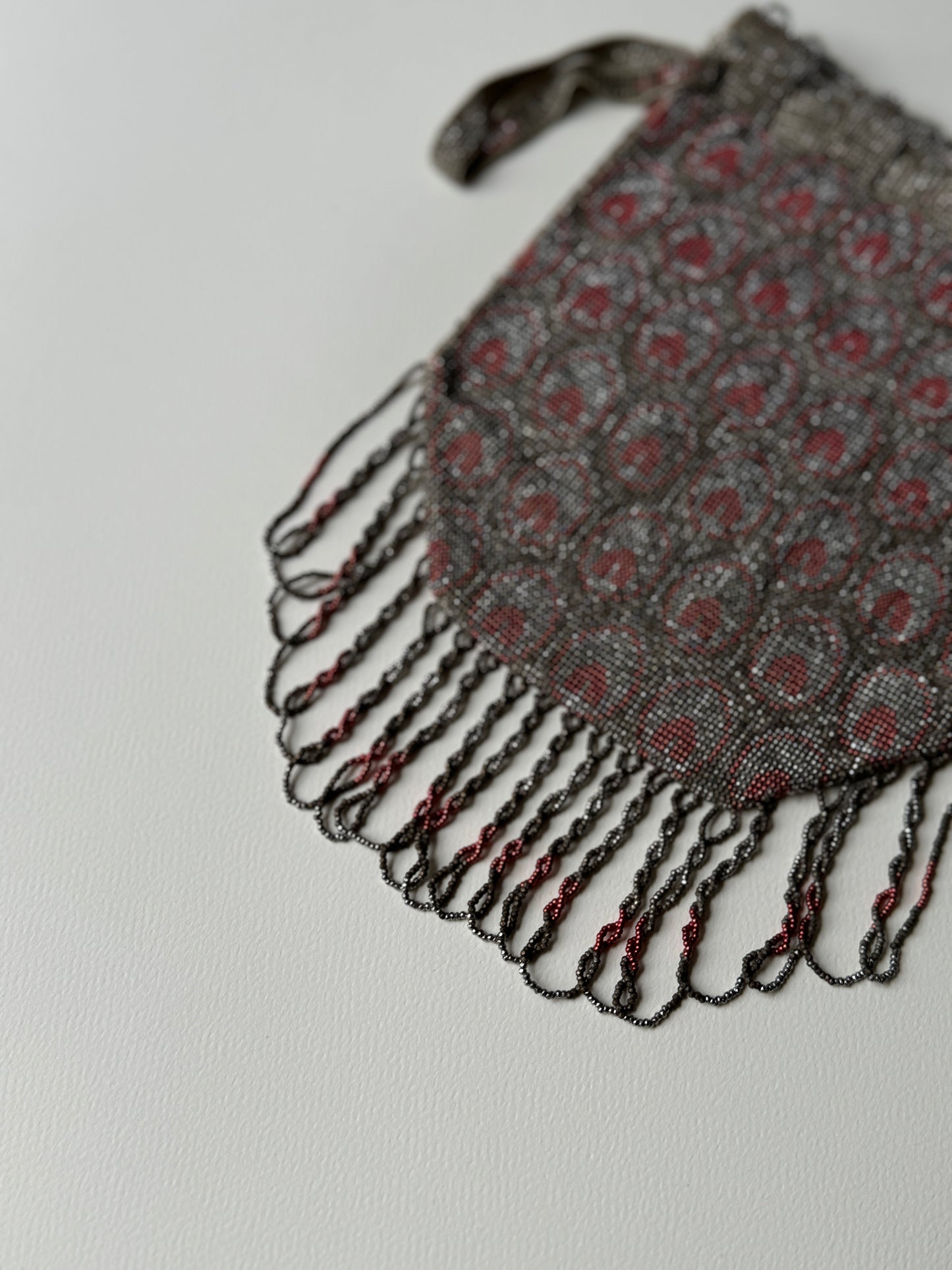 Early 1900s Silver and Red Peacock Reticule