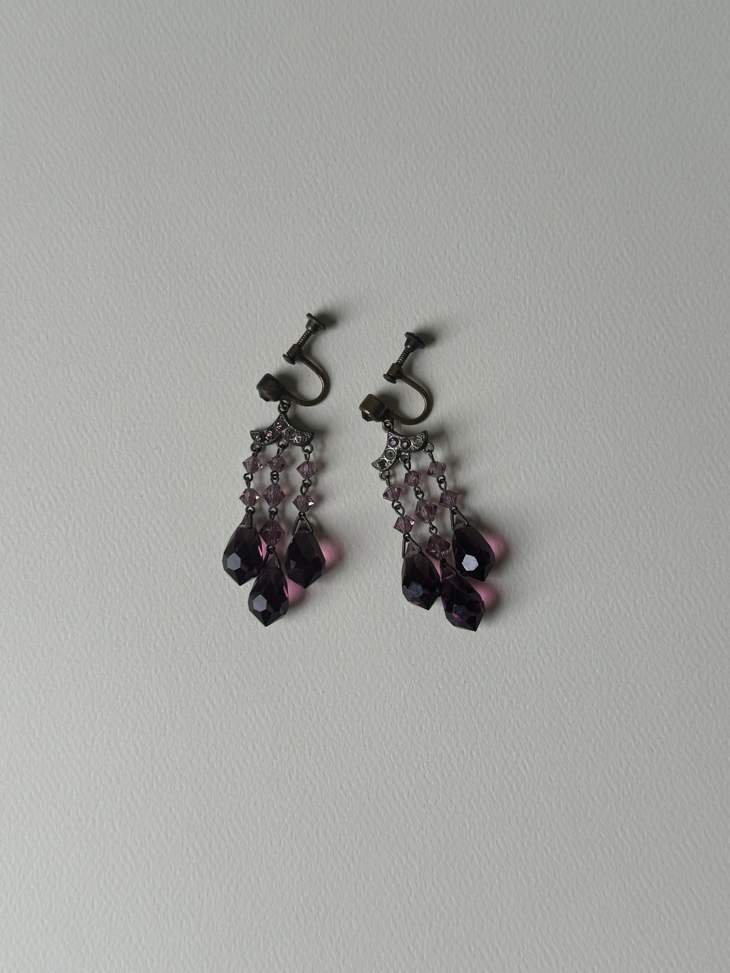 1920s Purple Drop Earrings