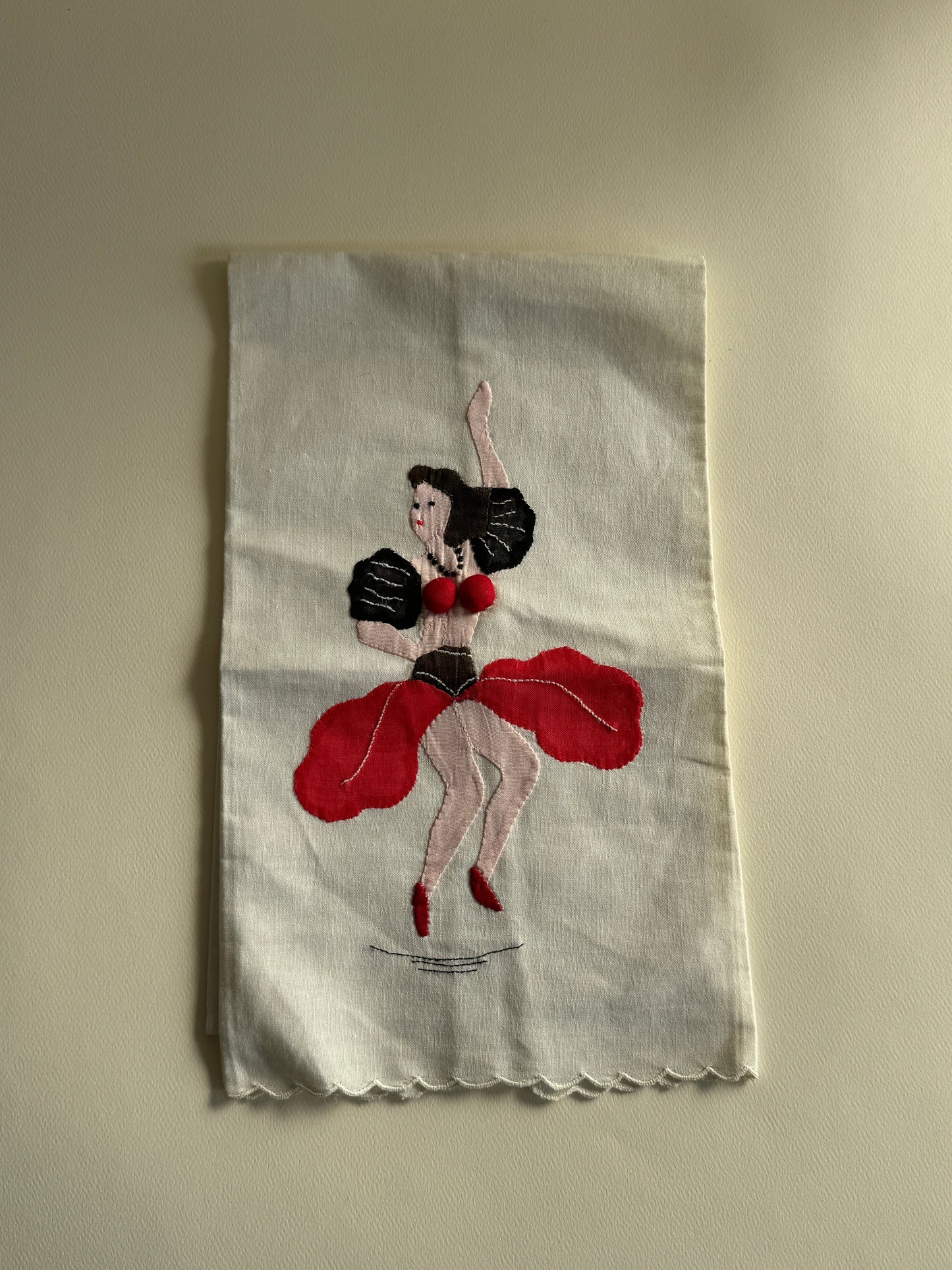 1950s Risqué Appliqué Tea Towel