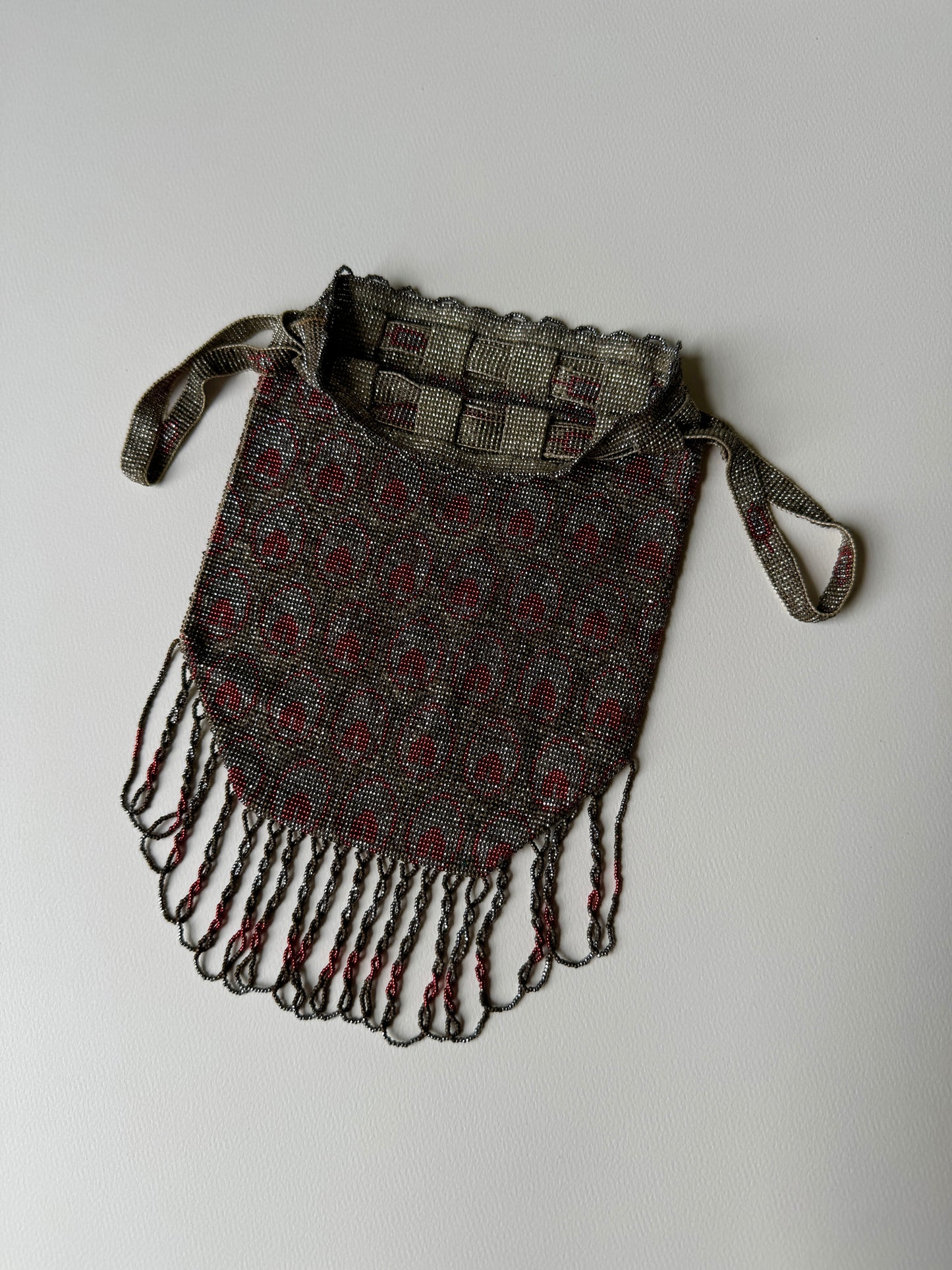 Early 1900s Silver and Red Peacock Reticule