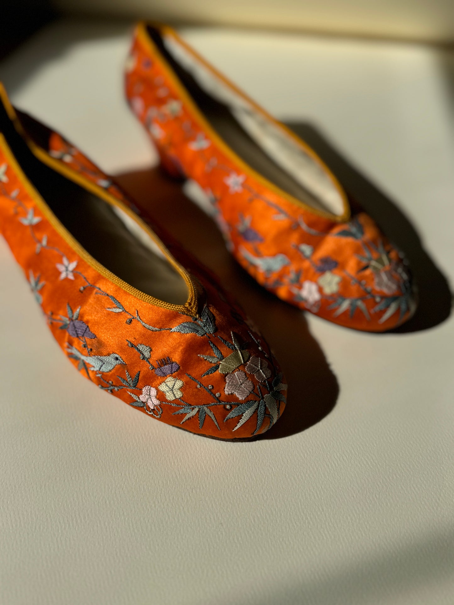 Antique 1920s/1930s Orange Silk Slippers