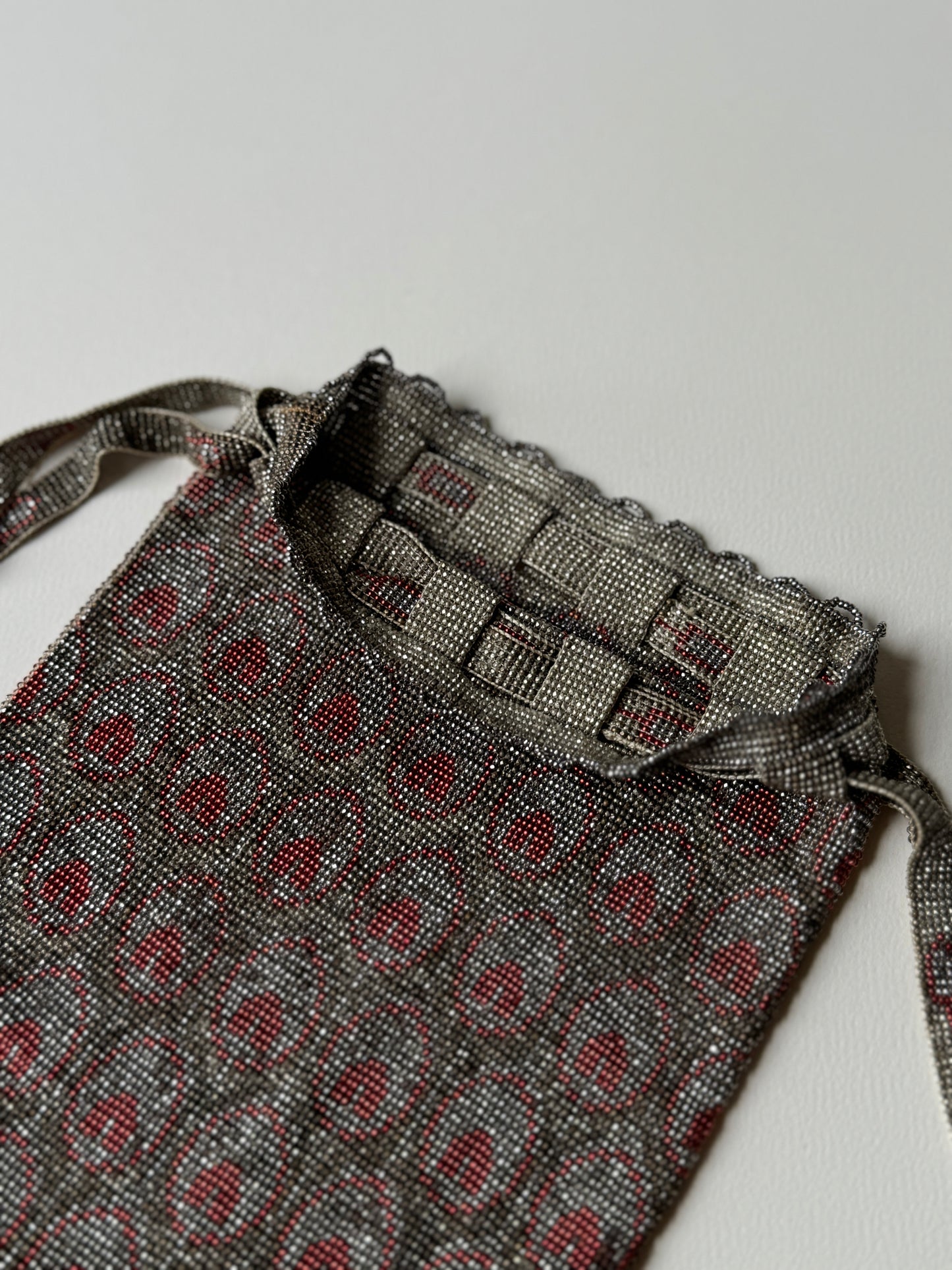 Early 1900s Silver and Red Peacock Reticule