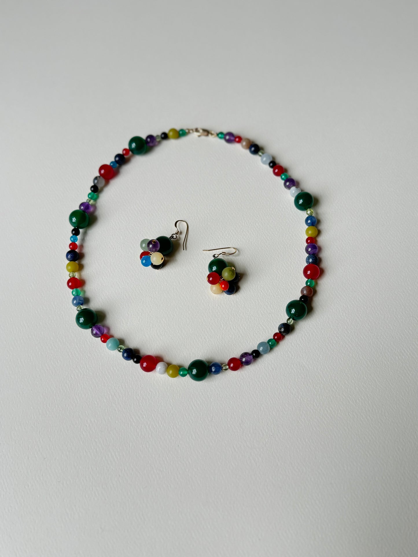 Festive Gemstone Earring and Necklace Set