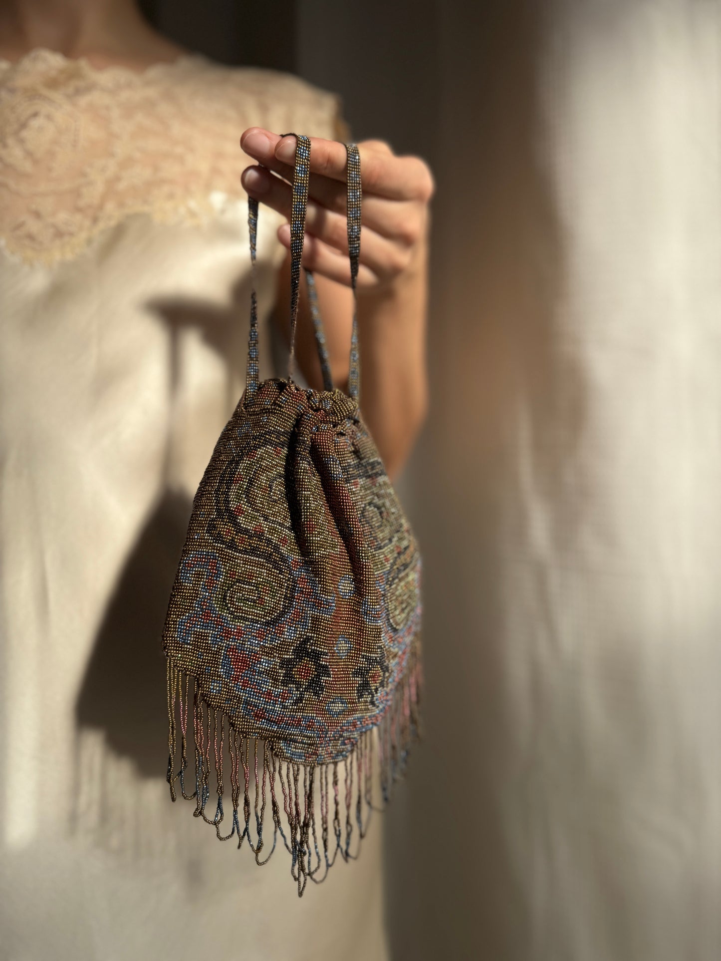 Antique Paisley Beaded Reticule