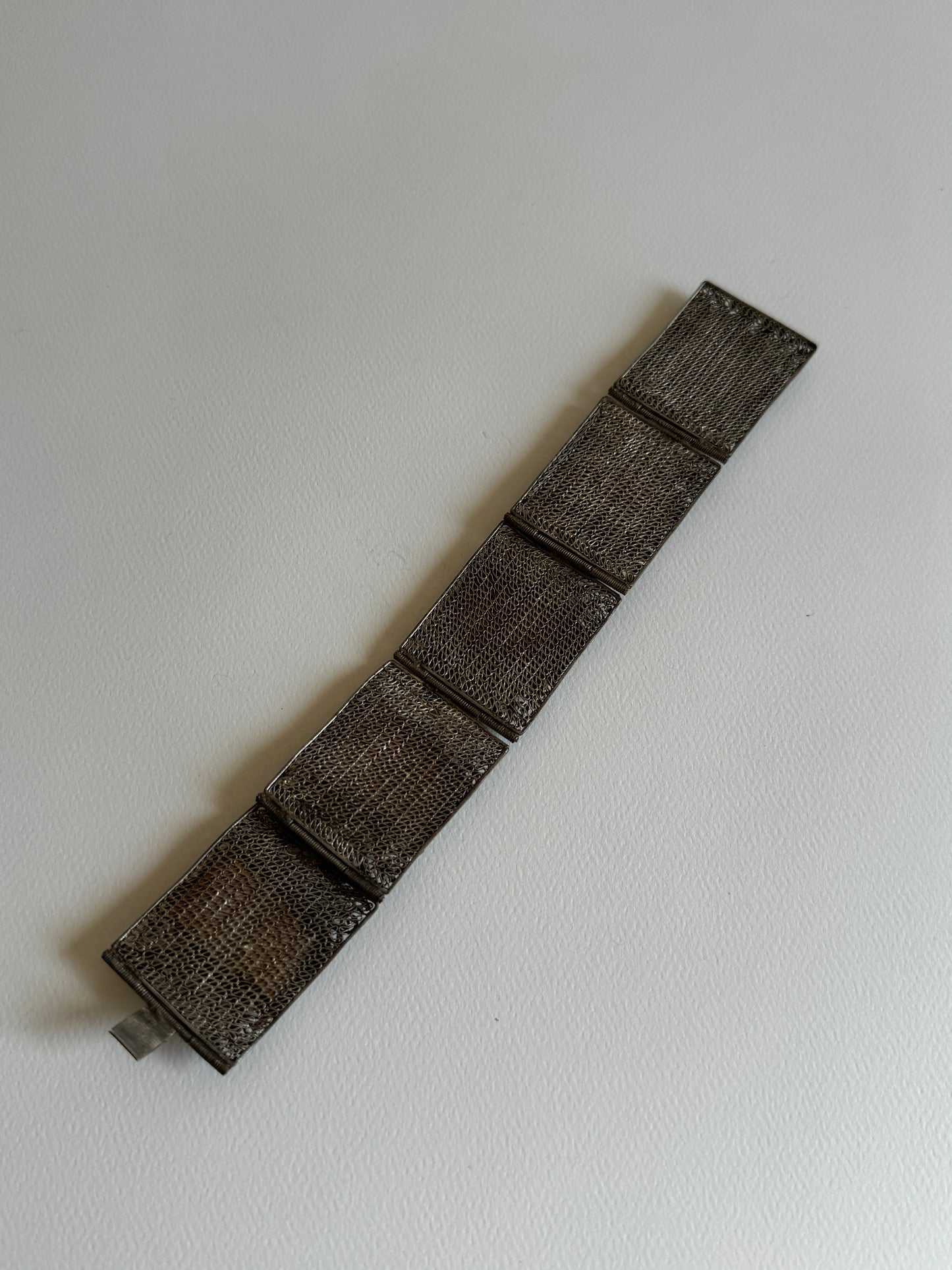 1920-1930 Chinese Filigree and Jade Paneled Bracelet