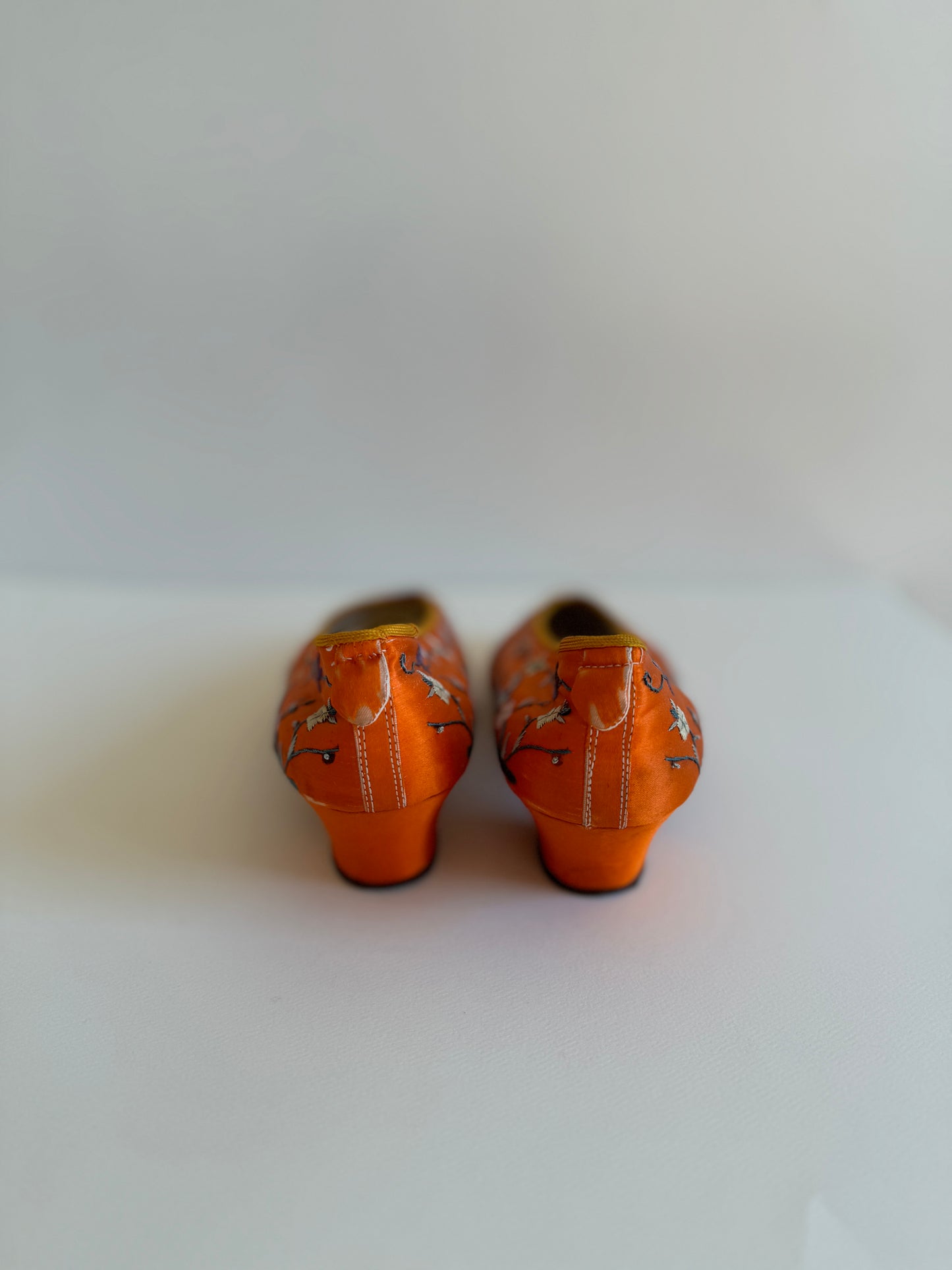 Antique 1920s/1930s Orange Silk Slippers